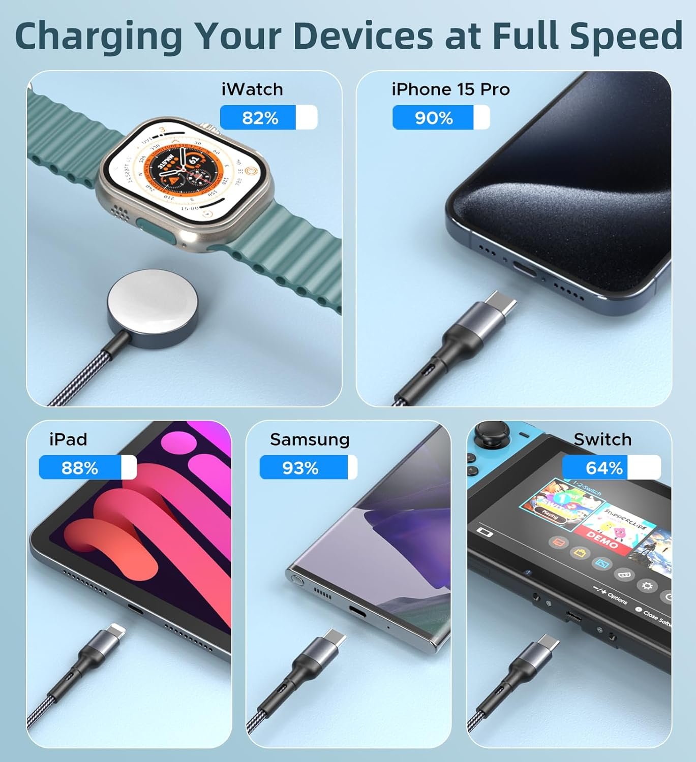 Charger Cable for Apple Watch Upgraded 3 in 2 Fast iPhone Watch Charger USB C Multi Fast Charging Cable Compatible with iWatch Ultra/SE/10/9/8/7/6/5/4/3/2/1 & iPhone 16/15/14/13/12/11/Galaxy S23-4FT - Image 8