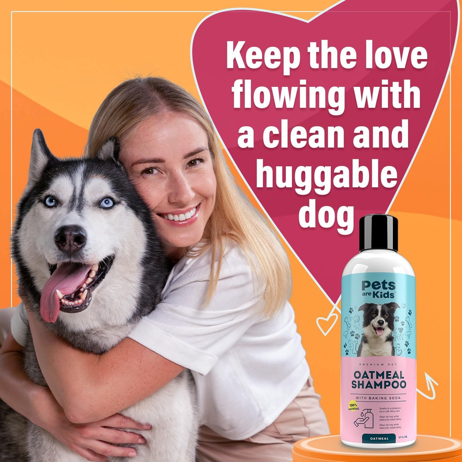 Pets Are Kids Too Oatmeal Dog Shampoo Baking Soda Hypoallergenic Anti Itch Moisturizing Soothing Deodorizing Pet Care Safe Puppy Shampoo Sensitive Skin Cat Shampoo - Coconut Based Cleanser 17 fl oz - Image 6