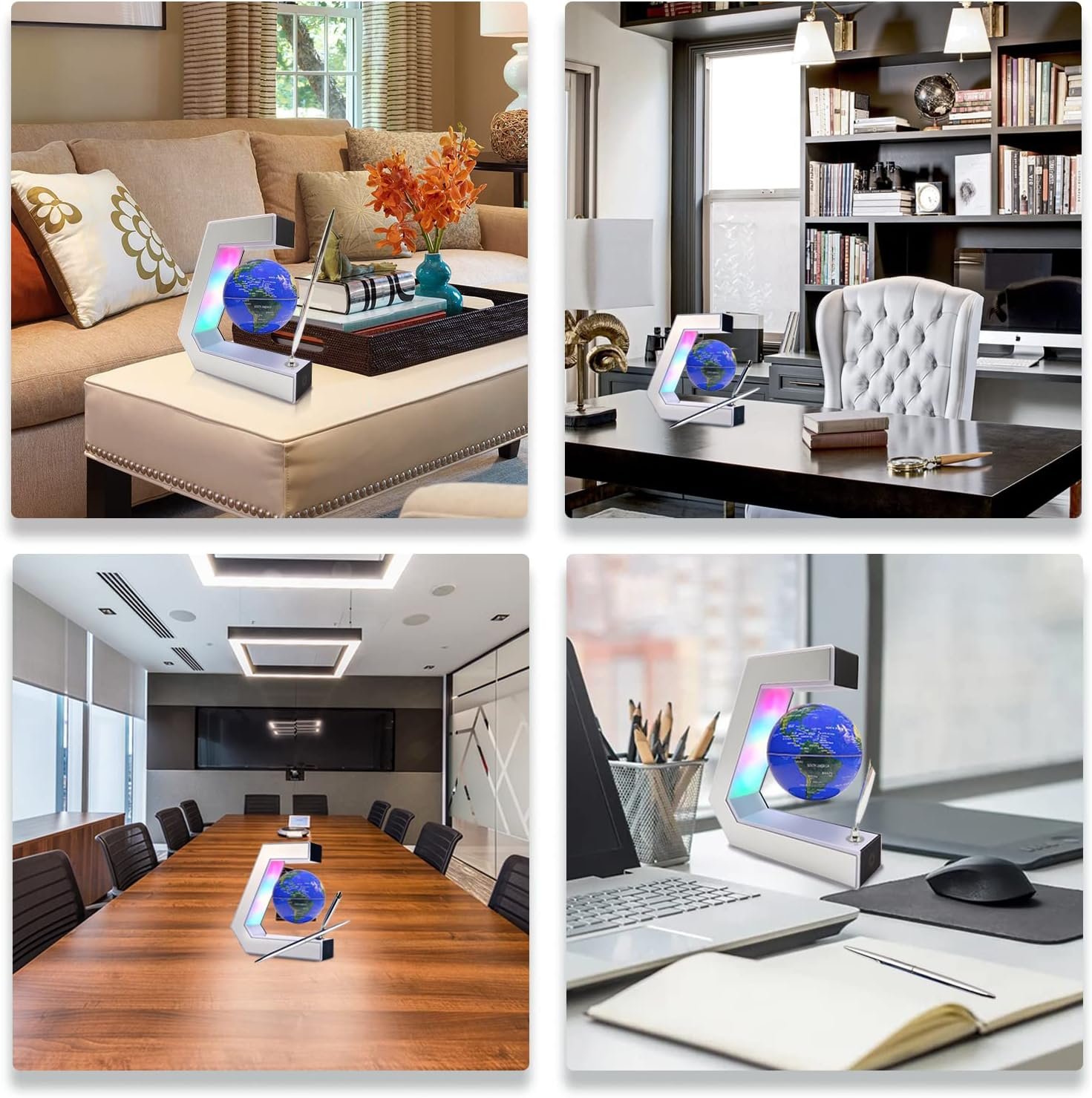 Flagest Magnetic Levitation Globe with LED Lights & Touch Control and Pen, Floating Globes for Educational Home Office Desk Bookshelf Decor, Birthday Anniversary Holiday Creative Item(3.3 Inches Globe) - Image 5