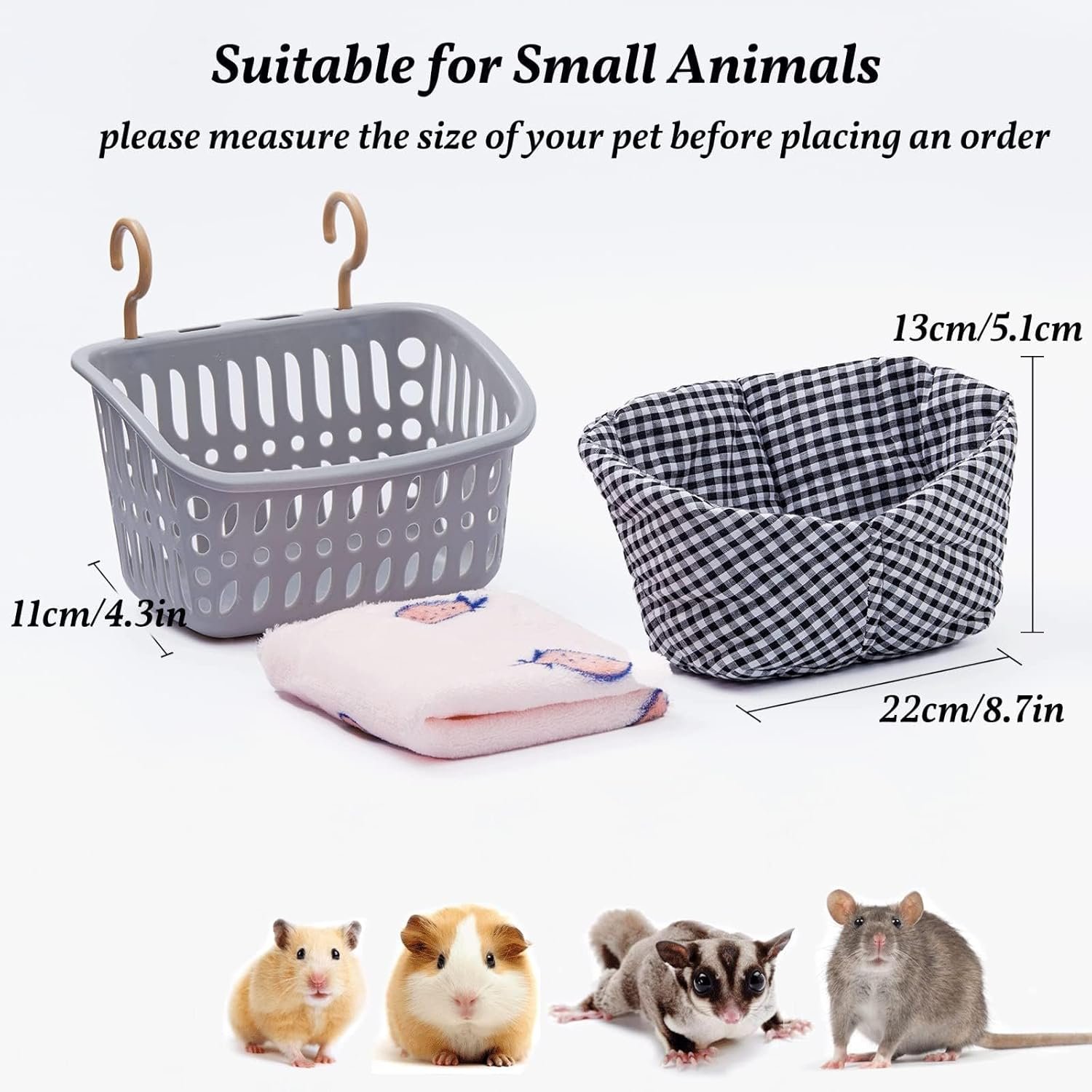 JWShang Rat Hammock for Cage Chew Proof, Rat Hanging Basket Bed with Sturdy Hooks, Pet Rat Cage Accessories for Mice Snuggling Sleeping, Safe and Cozy Small Animal Rodent Hammock for Rat Sugar Glider - Image 6