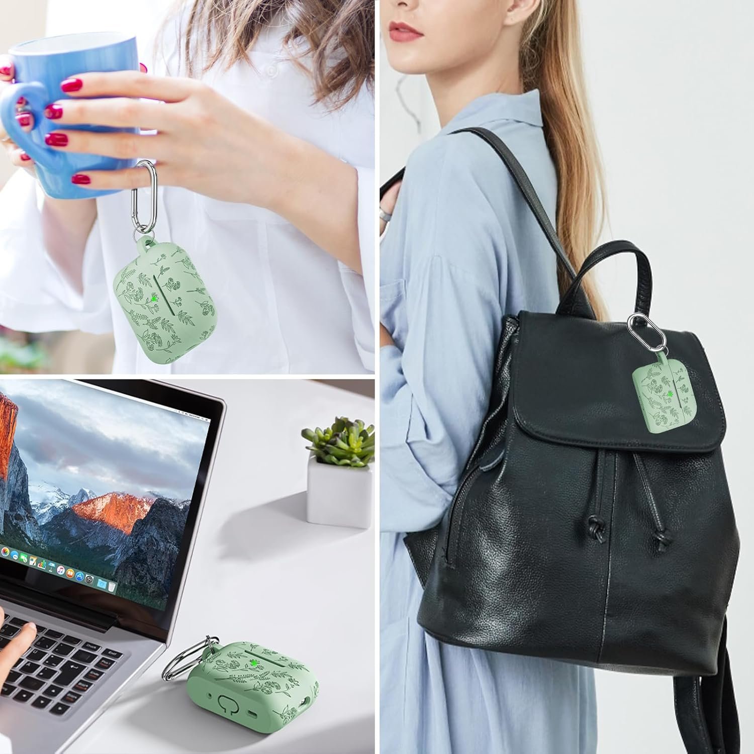 Compatible with Airpod Pro 2nd Generation Case, Flower Engraved Cute Airpod Case Cover with Cleaner Kit, Soft Silicone Skin Full Cover for airpod pro 2 gen case, Cactus Green - Image 7