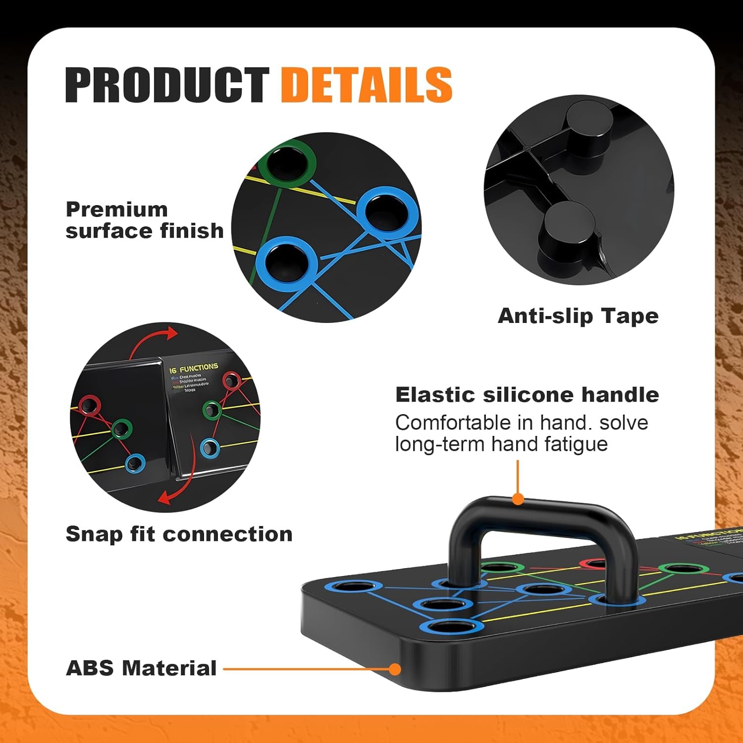 Push Up Board: 20-in-1 Foldable Home Workout Equipment Strength Training Pushup Stands, Durable ABS with Anti-Slip Grips Portable for Home Office Gym Full-Body Exercise for Men & Women, Ideal Gift for friend - Image 6