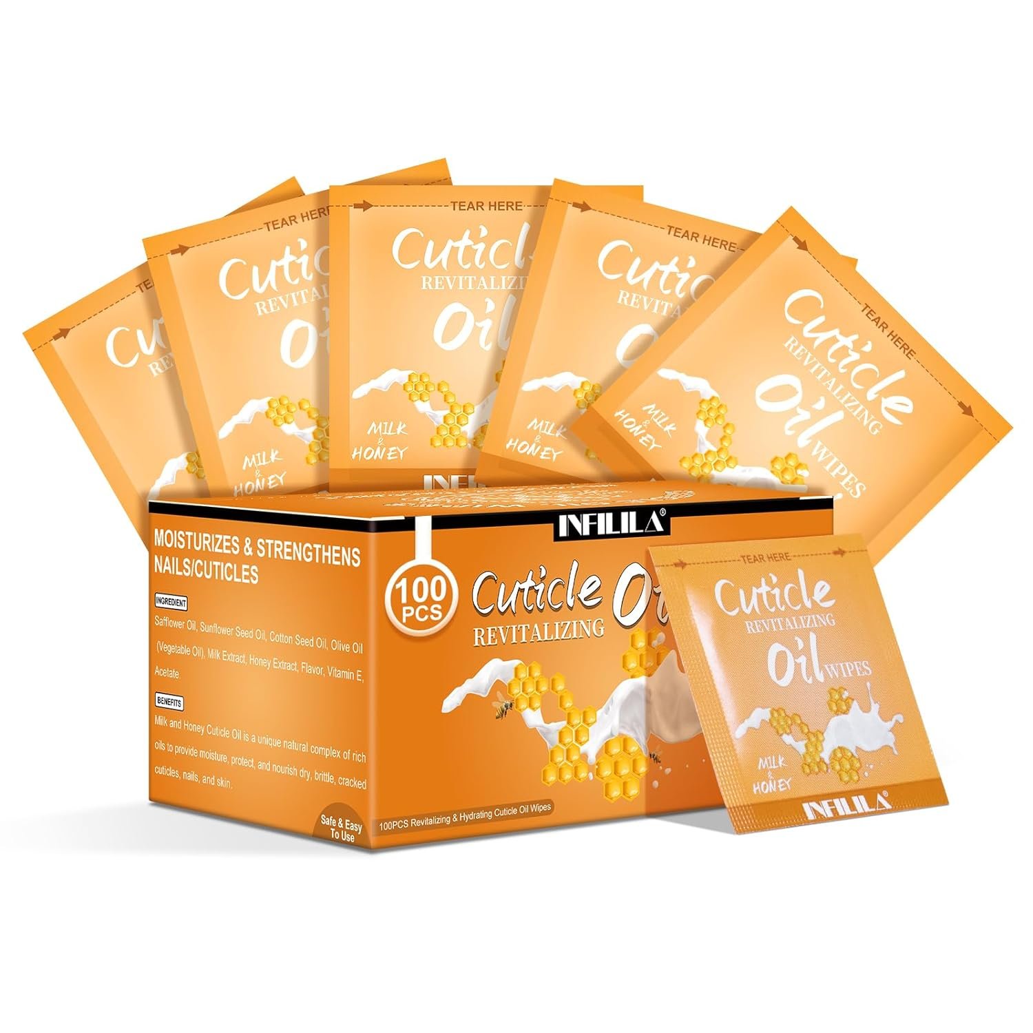 NXJ INFILILA Cuticle Oil Bulk 3.3 Fl Oz, 100Pcs Mini Cuticle Oil for Nails, Hydrating Cuticle Care Product Ttravel Size for Repaired Cuticles Overnight, Cuticle Repair and Nail Care (Milk & Honey) - Image 2