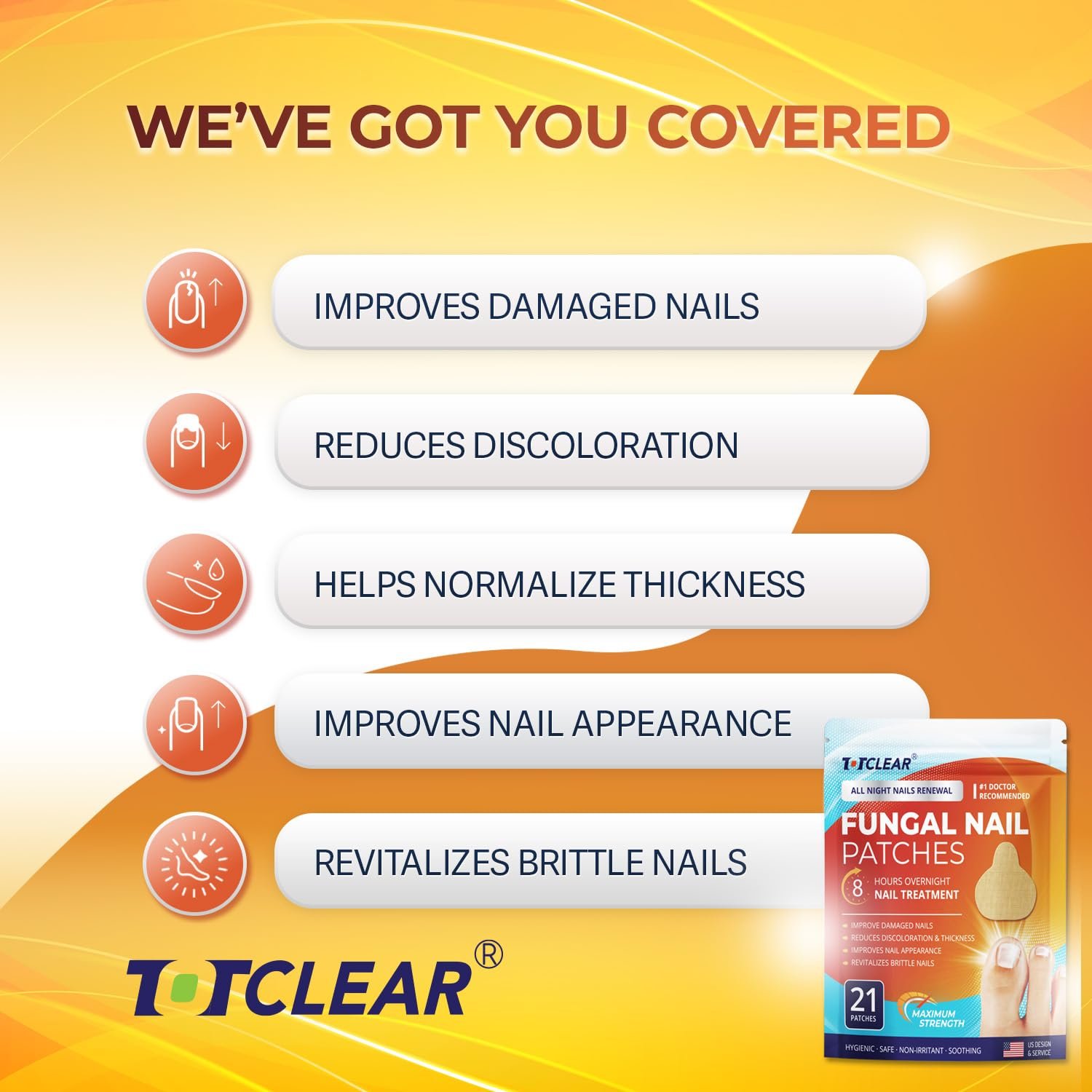 Fungal Nail Patches: Nail Fungus Relief - Toenail Fungus Relief - Nighttime Renewal Fungal Nail Patches - Nail Fungus Improvement - Overnight Nail Repair - 8-Hour Nighttime Renewal - 21 PCS - Image 3