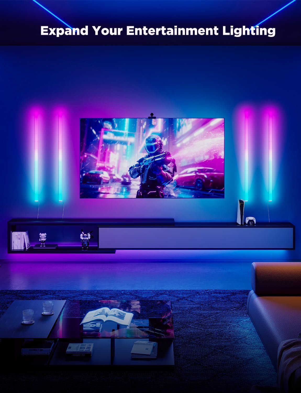 Govee Glide Wall Lights, RGBIC LED Lights, Smart Gaming Lights Works with Alexa and Google Assistant, RGB Light Bar, LED Wall Lights for Bedroom, 2 Panels Set (3 Sections/Panel) - Image 3