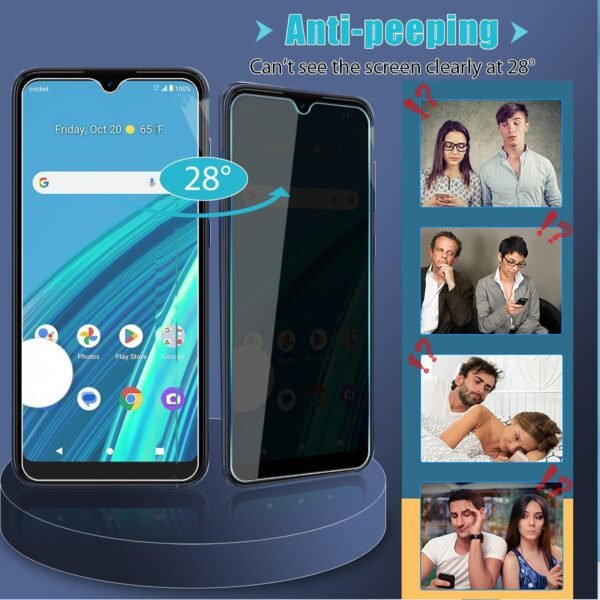 Zeking[2 Pack Cricket Debut S2 / AT&T Calypso 4 Privacy Tempered Glass Screen Protector, Anti-Glare Anti-Spy 9H Hardness [3D Touch][Case Friendly] [Anti Scratch] Bubble Free - Image 5