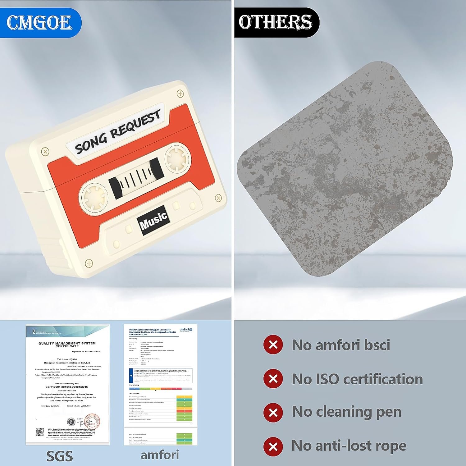 Cassette Tape Case Cover for AirPods Pro 2nd Generation,Look Back Past,Enjoy Future,Shock Resistant,Washable,Scratch Proof,with Cleaning Kit&Beautiful Lanyard (Classic White) - Image 4