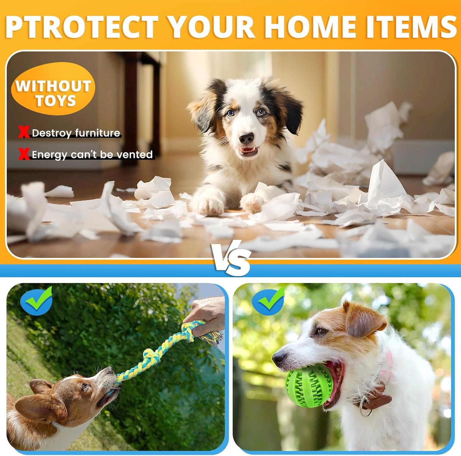 Puppy Toys 8 Pack for Small Dogs, Luxury Christmas Dog Chew Toys with Squeaky Plush Toys, Rope Toys and Ball, Teething Toys for Puppy Supplies (Blue) - Image 7