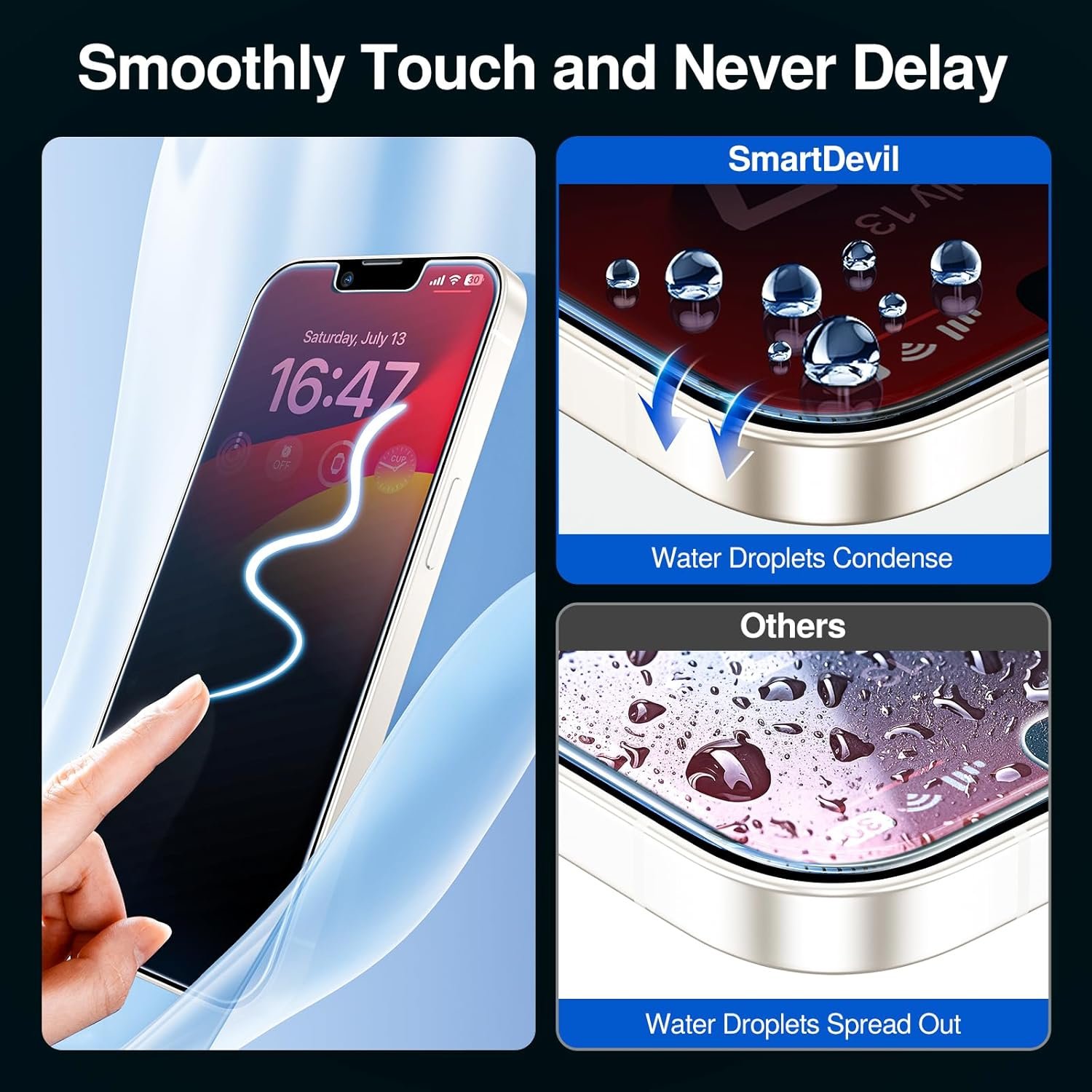 SmartDevil 2Pack for iPhone 14 Privacy Screen Protector with 2Pack Camera Lens Protector, 9H Protection Anti-Spy Privacy Glass Tempered Film with Auto Dust-Elimination Install, Bubble Free - Image 8