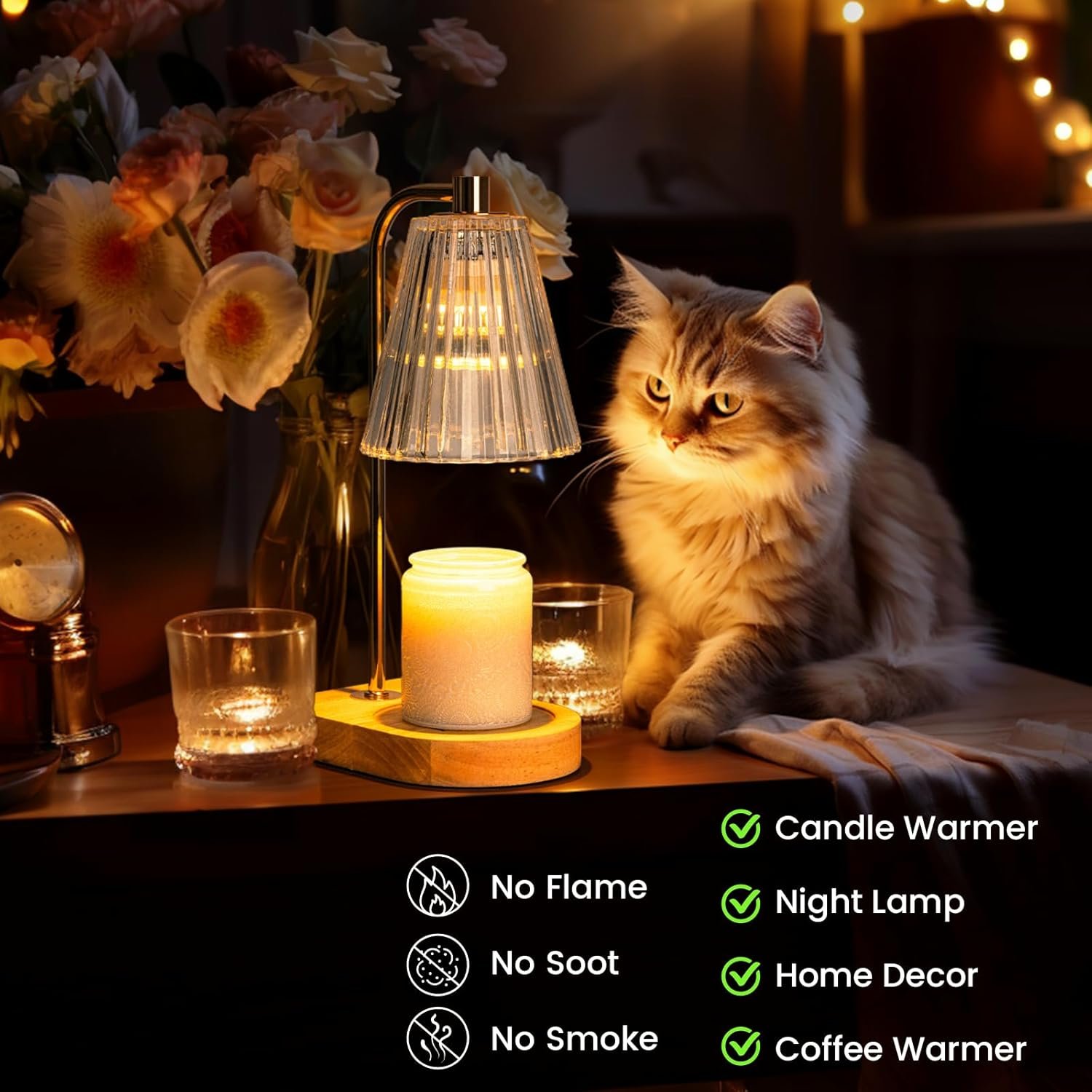 Candle Warmer Lamp, Electric Candle Lamp Warmer, Gifts for Mom, House Warming Gifts New Home Bedroom Decor Dimmable Wax Melt Warmer for Scented Wax with 2 Bulbs, Jar Candles - Image 3