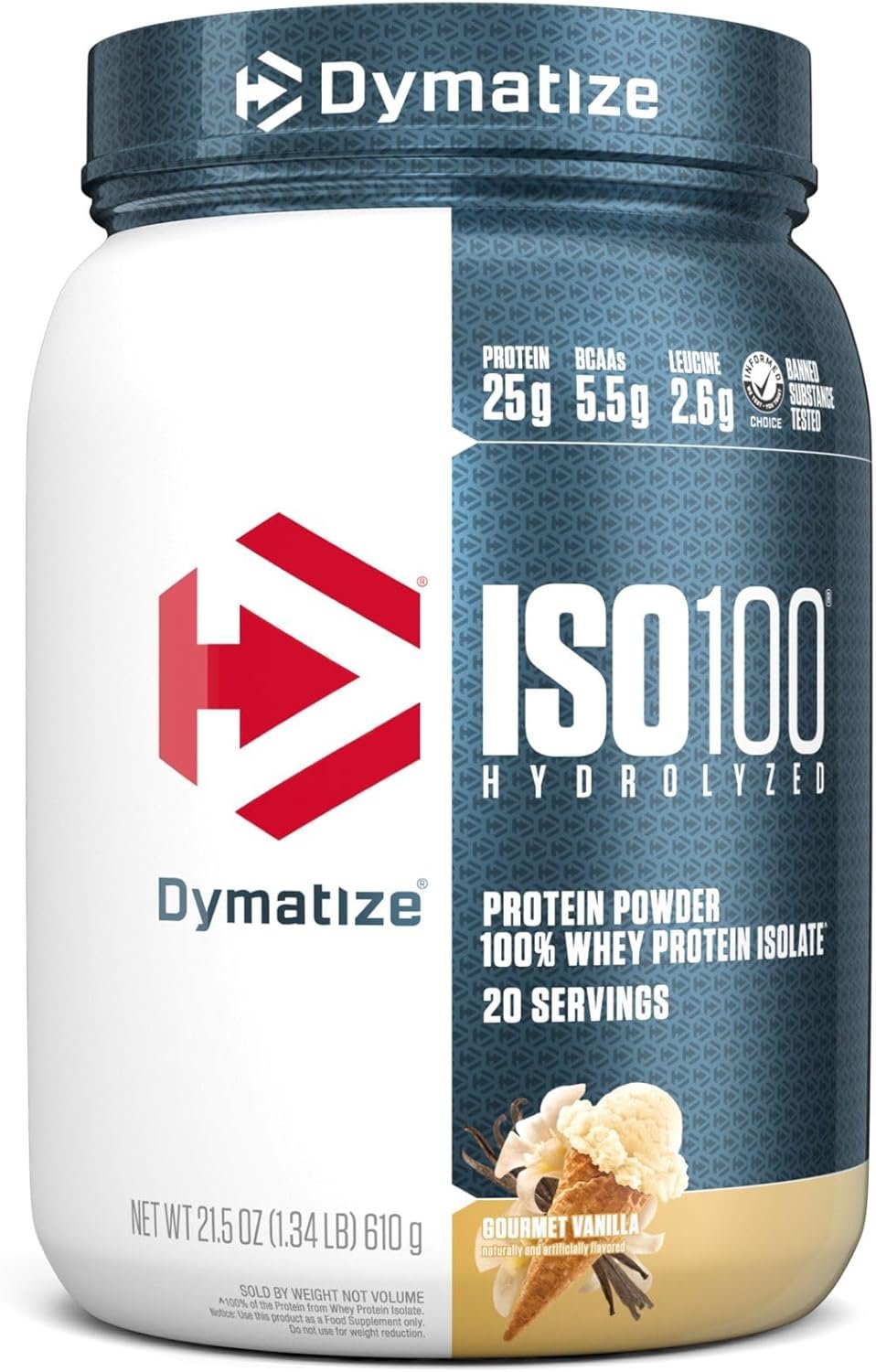 Dymatize ISO100 Hydrolyzed Protein Powder, 100% Whey Isolate, 25g of Protein, 5.5g BCAAs, Gluten Free, Fast Absorbing, Easy Digesting, Gourmet Vanilla, 20 Servings - Image 2