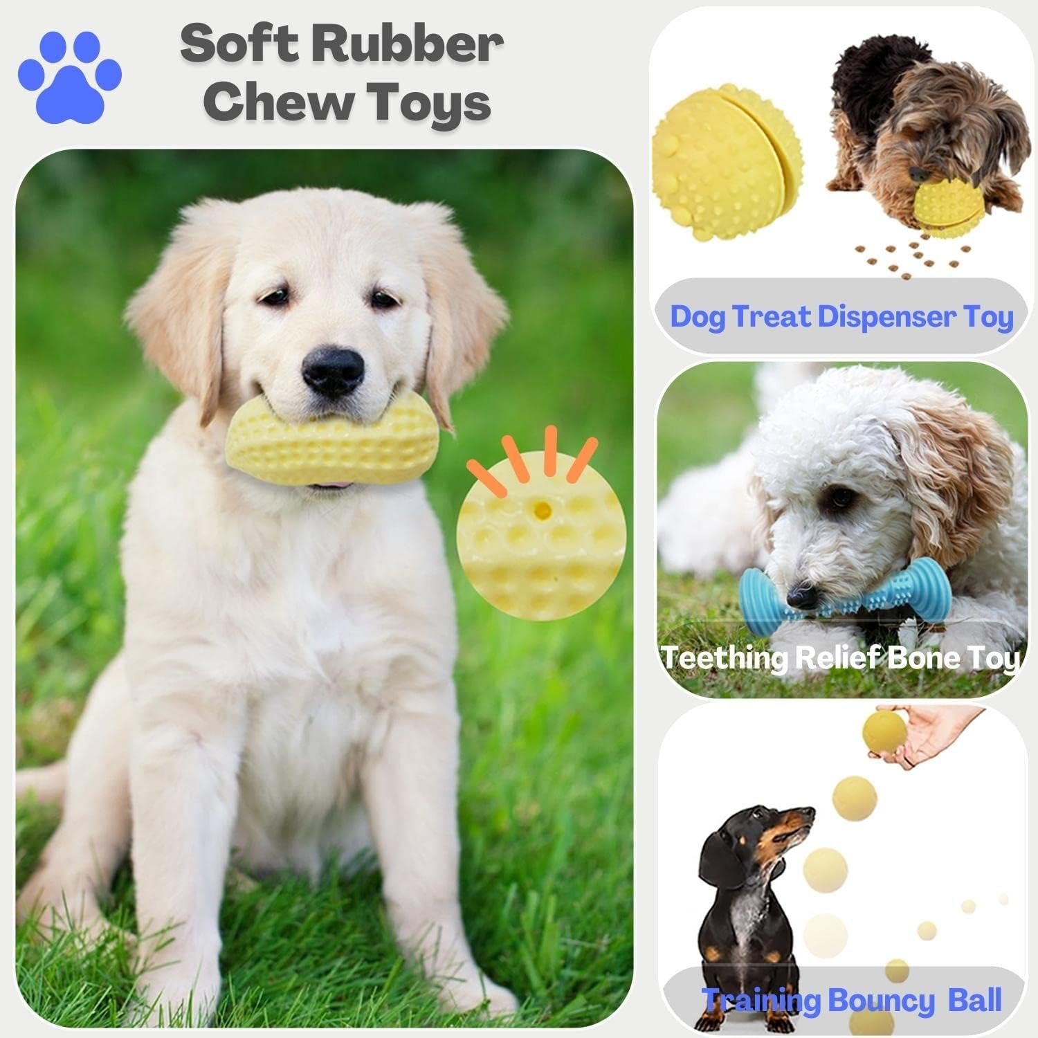 ESYLIF Dog Chew Toys for Teething,Boredom,Toothbrush,20 Pack Puppy Toys with Rope Toys, Treat Balls and Squeaky Toys for Small/Medium Breeds - Image 8