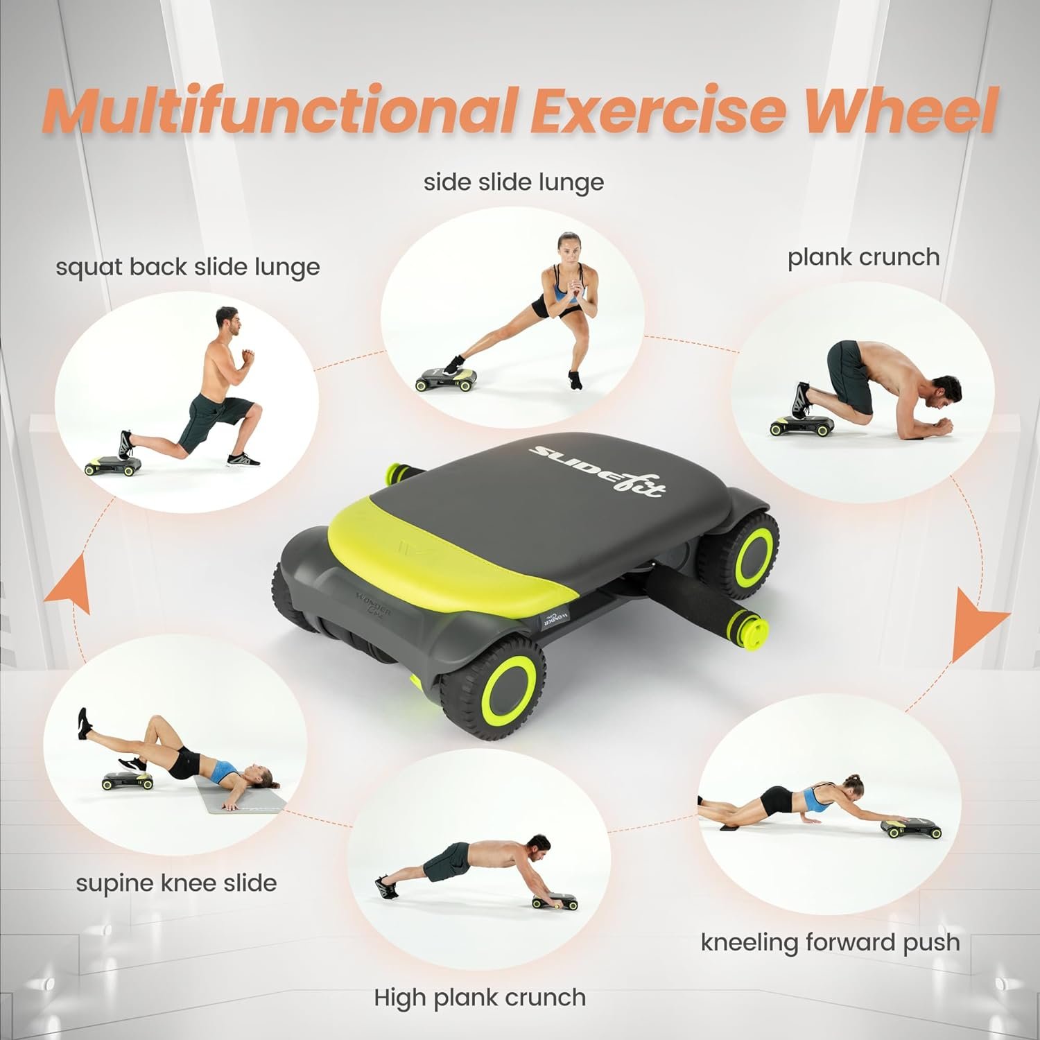 WONDER CORE Slide Fit, Ab Roller Board with 4 Wheels, Automatic Rebound Abdominal Wheel for Core Workout, Ab Exercise Equipment, Abdominal Exerciser, Heroboard Fitness Rolling Board with Knee Pad - Image 5
