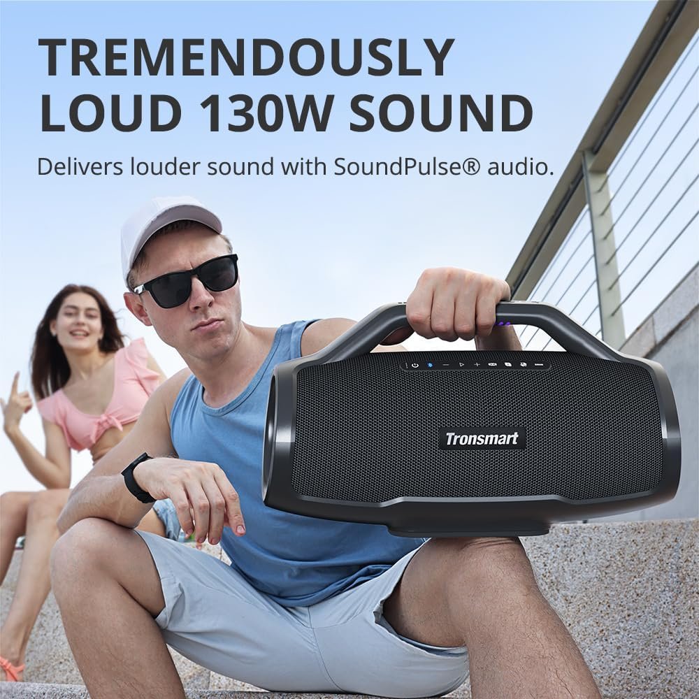 Tronsmart Bang Max Portable Bluetooth Speaker, 130W Powerful Loud Speaker with Deep Bass, Party Sync, IPX6 Waterproof, 24H Playtime, Customized EQ & Light Show,Portable Speaker with Handle for Outdoor - Image 3