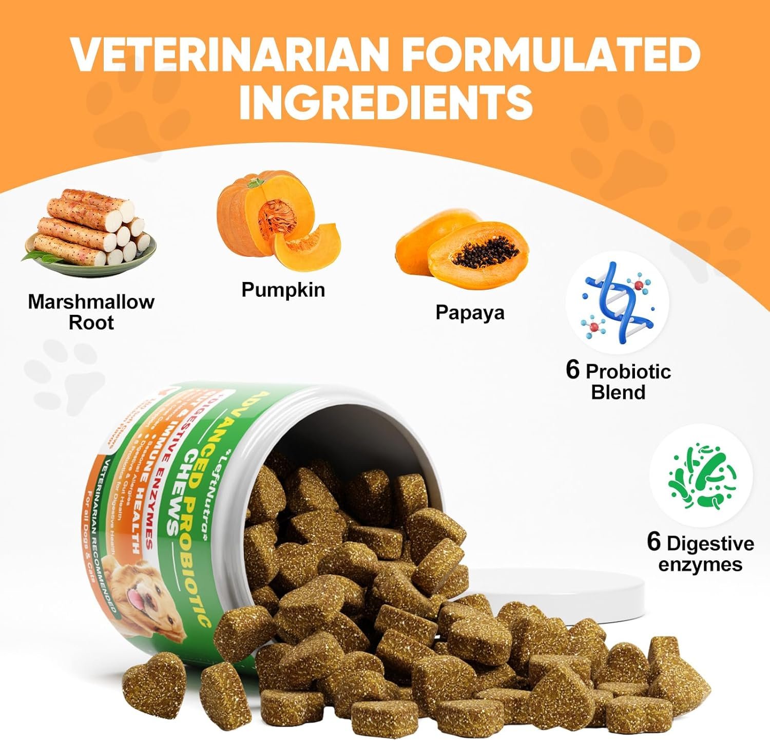 Probiotics for Dogs: Advanced Dog Probiotics & Digestive Enzymes, Digestion & Health Supplement, Support Gut Health, Itchy Skin, Immunity,Yeast Balance, Prebiotics Fiber Supplement Reduce Diarrhea,Gas - Image 3