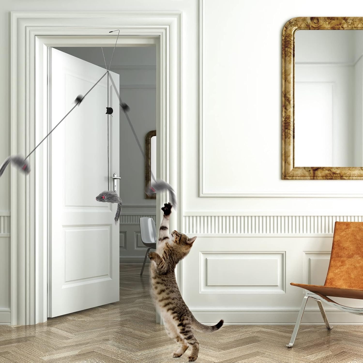 FYNIGO 2 Pcs Self Play Hanging Door Cat Mouse Toys for Bored Indoor Adult Cats Kitten,Interactive Cat Mice Toys for Hunting Exercising Eliminating Boredom, for All Breeds - Image 8