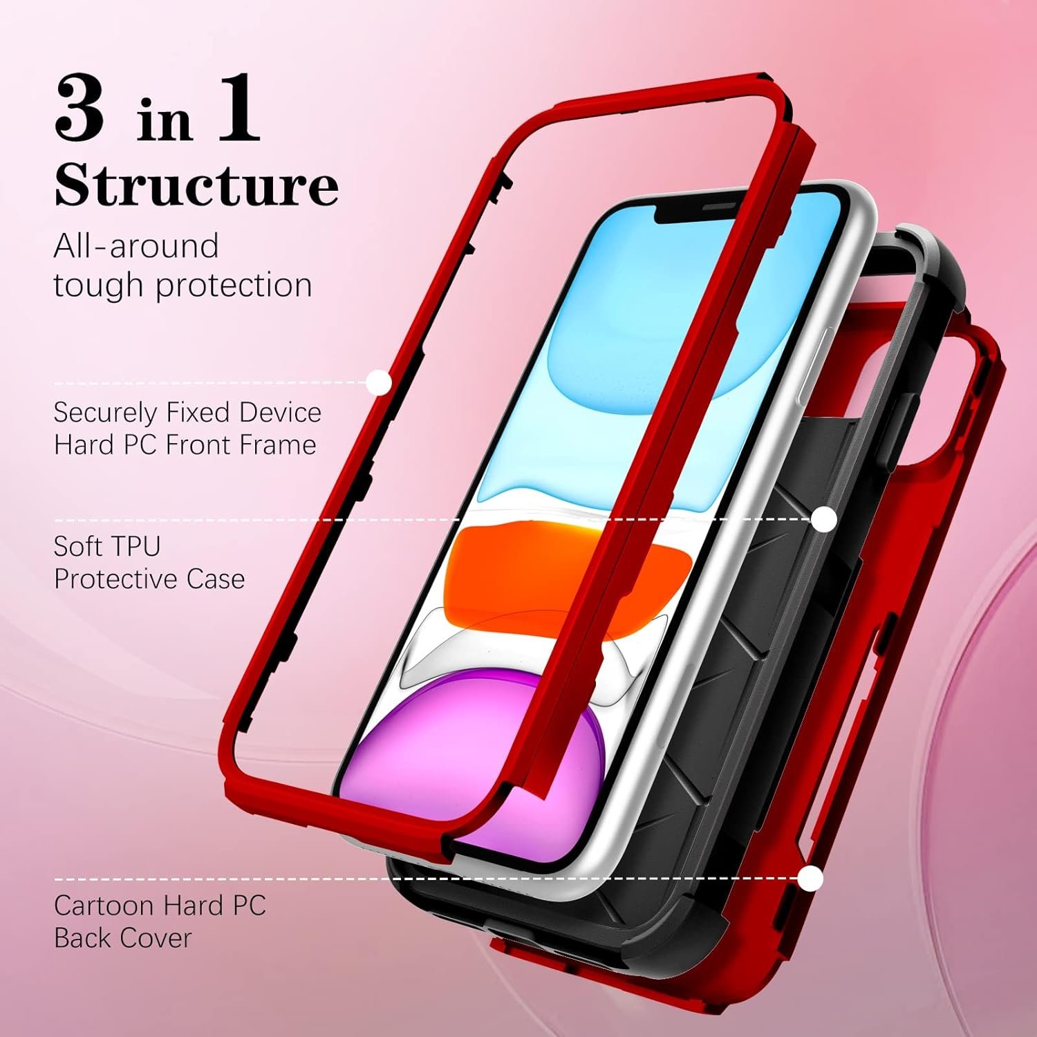 Oqplog for iPhone 13 6.1” Heavy Duty Phone Case for Girls Kids Women Boys Cute Anime Cartoon Hard Triple Layers Cover Full Body Rugged Military Grade Drop Shockproof Cases for Apple 13 Spidr - Image 5