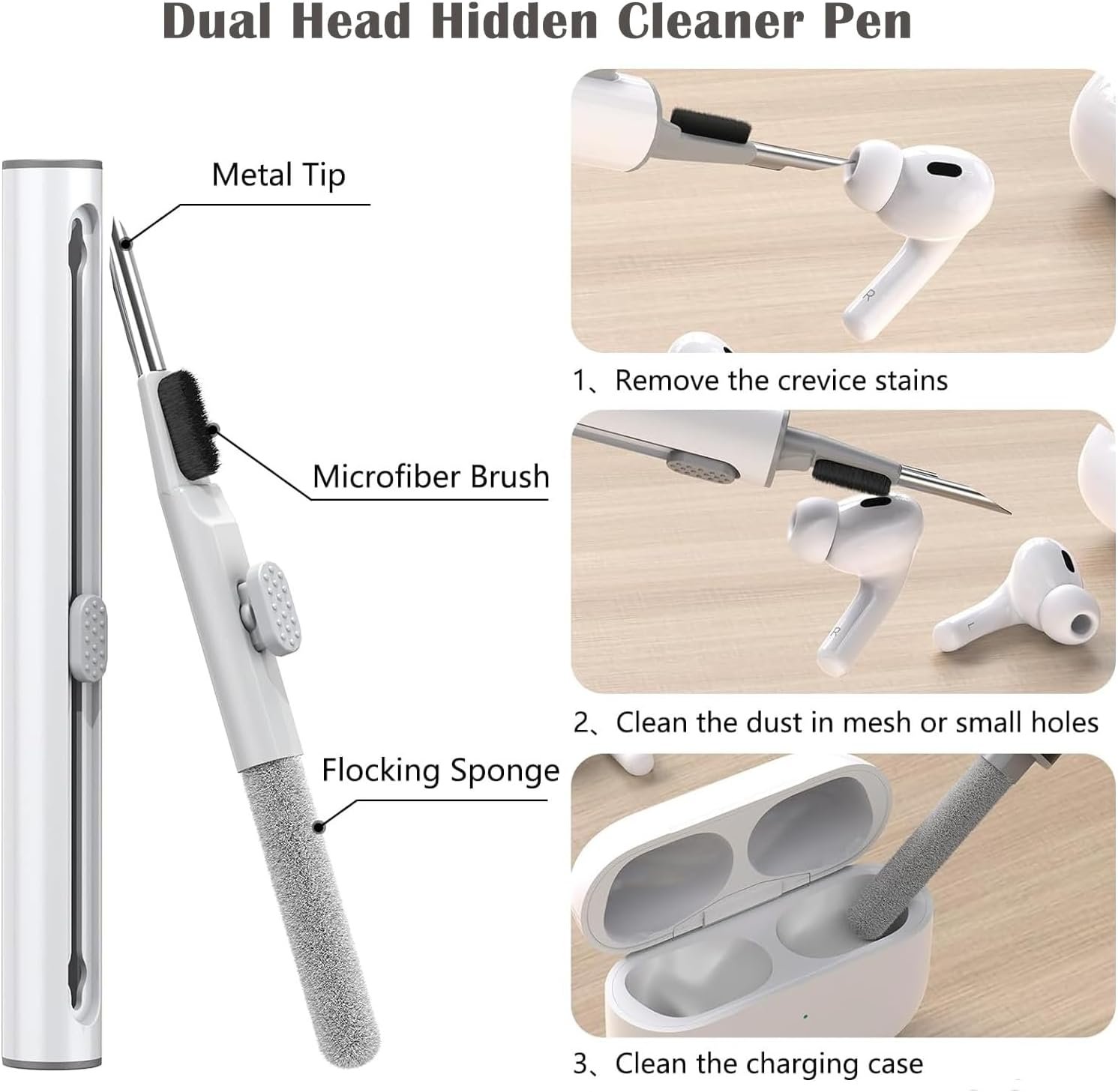 Compatible with AirPods Pro 2nd Generation Case with Cleaner Kit, Silicone Protective Case for Apple AirPod Pro 2nd/1st Earbuds Wireless Charging Cases with Girl Bling Keychain (Milk Tea) - Image 5