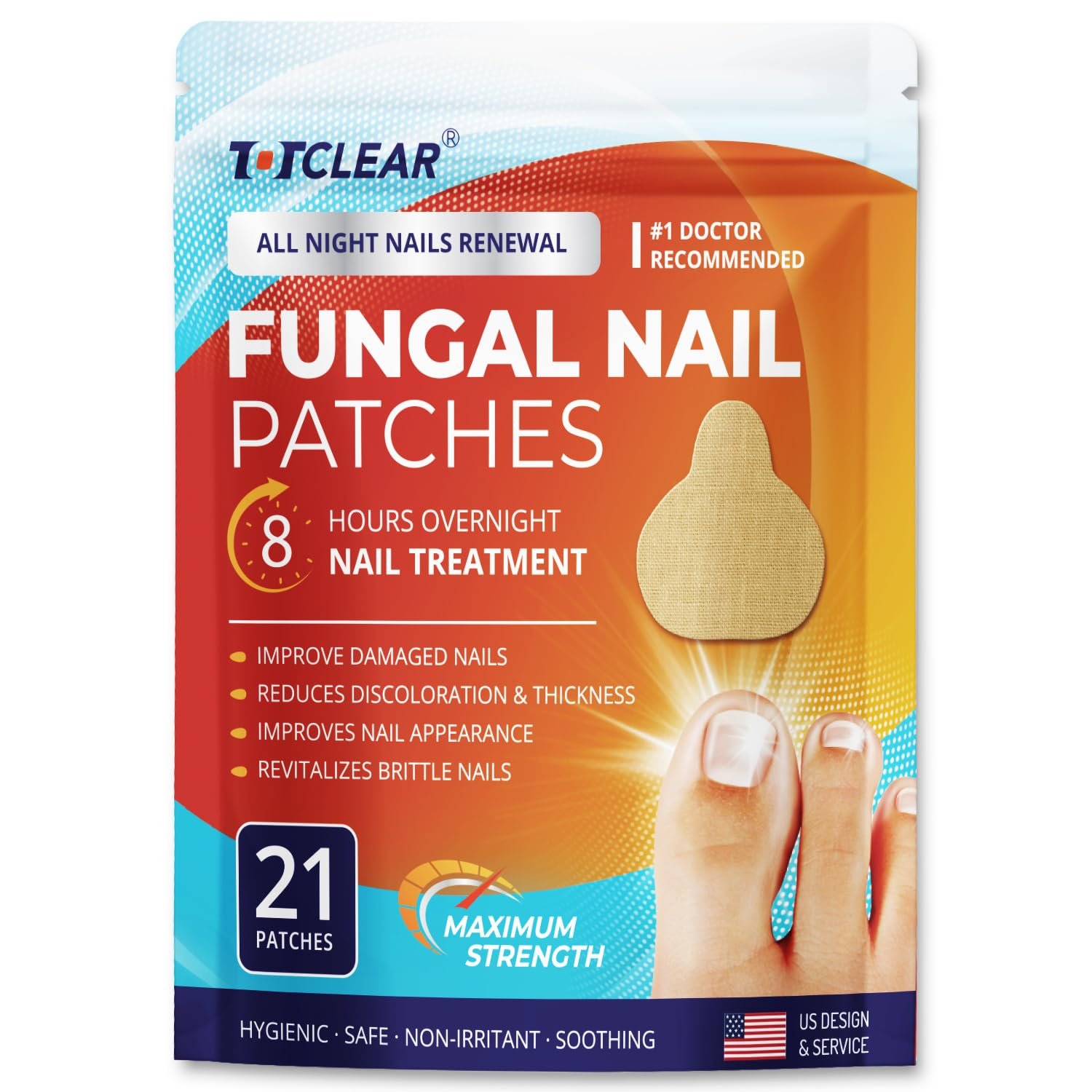 Fungal Nail Patches: Nail Fungus Relief - Toenail Fungus Relief - Nighttime Renewal Fungal Nail Patches - Nail Fungus Improvement - Overnight Nail Repair - 8-Hour Nighttime Renewal - 21 PCS - Image 2