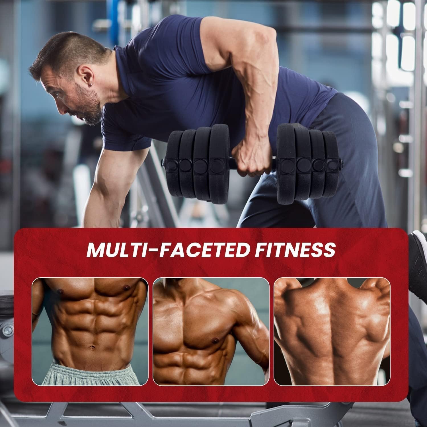 66 lbs Adjustable Dumbbell Sets 2 in 1 Free Weights Dumbbells with Anti-Slip Metal Handle for Men and Women Strength Training Home Gym Workout Equipment for Full Body Workout Fitness(Pair) - Image 7