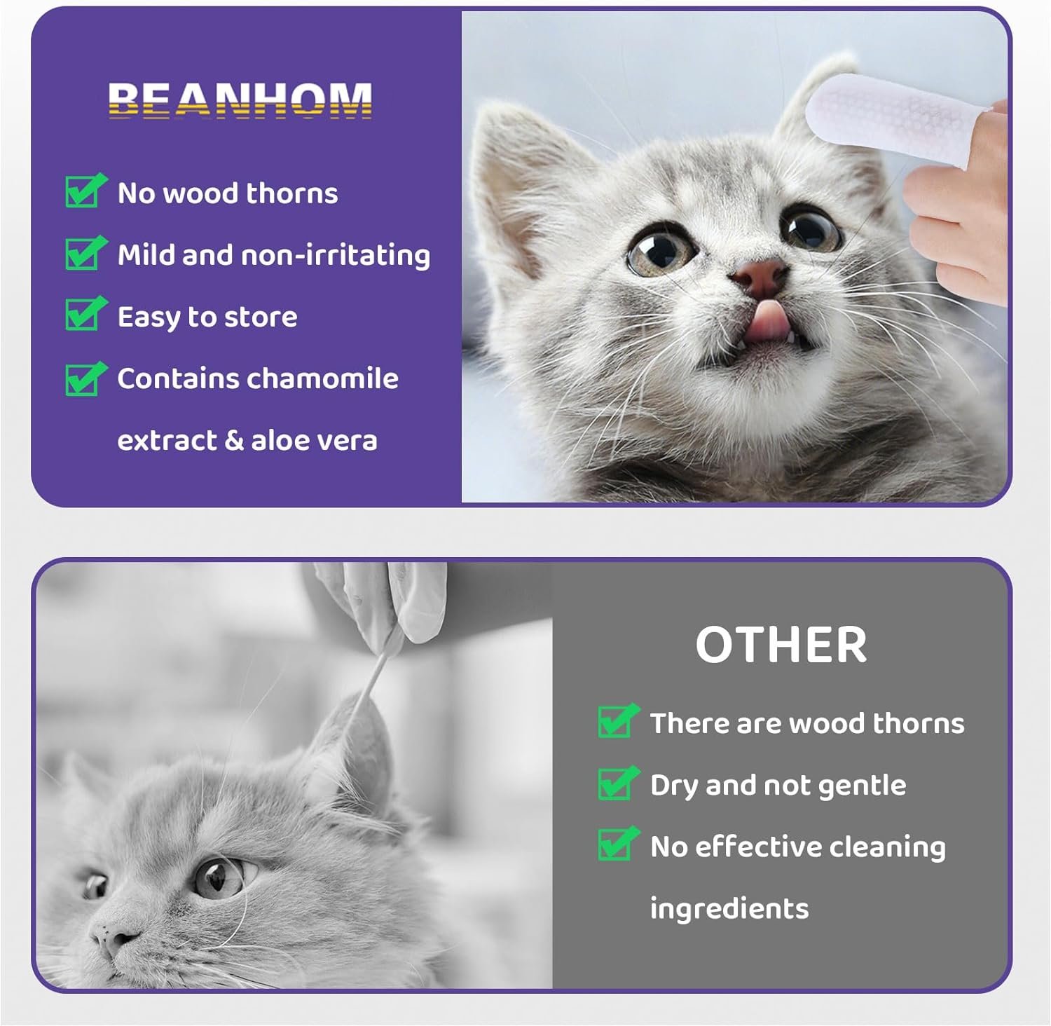 Dog Ear wipes Finger - Ear Finger Wipes for Dogs & Cats - Pet Ear Cleaning Finger Wipes - Sooths & Deodorizes, Prevent Ear Itch & Inflammation – Fresh Coconut Scent, All Natural Ingredients - 60 Count - Image 4