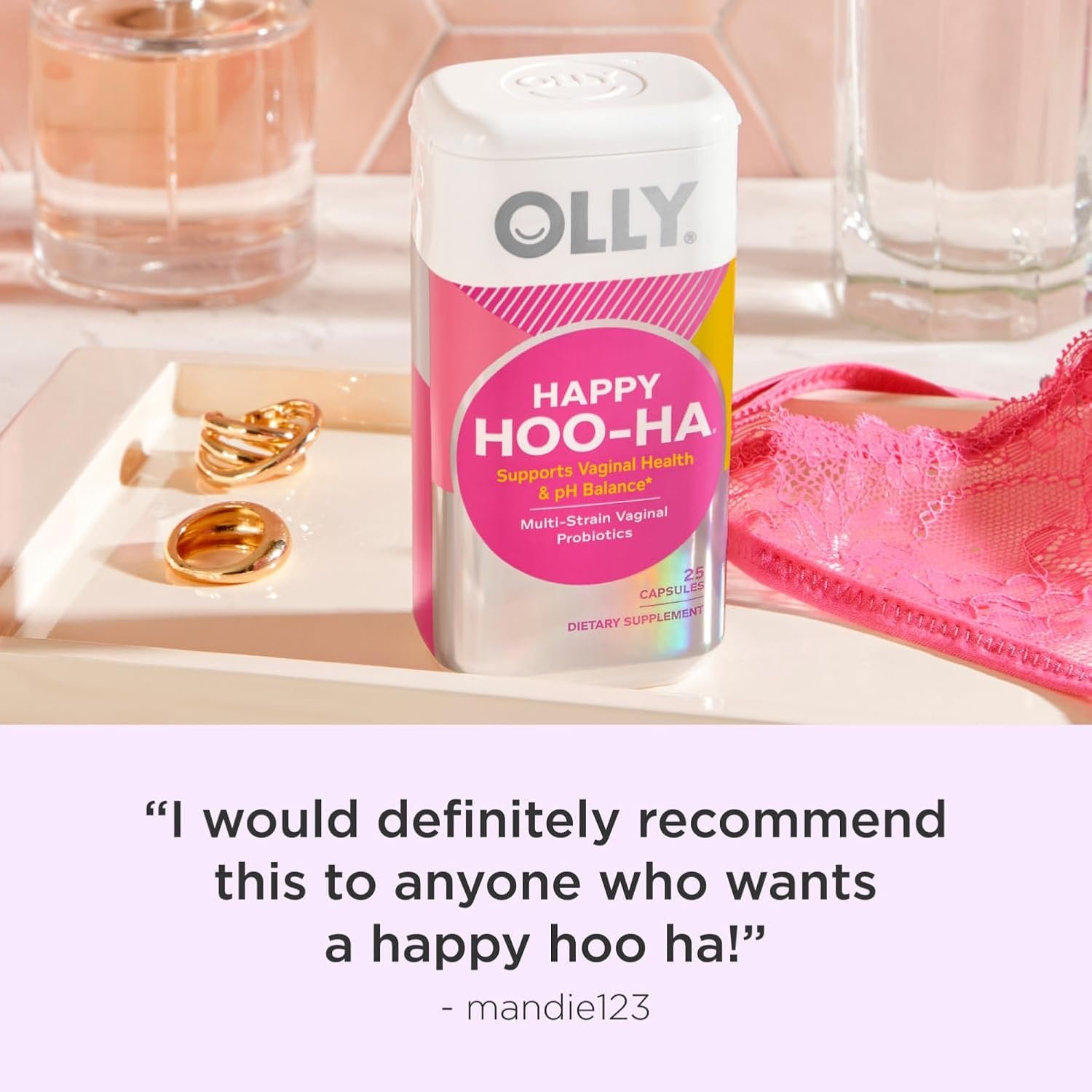 OLLY Happy Hoo-Ha Capsules, Probiotic for Women, Vaginal Health and pH Balance, 10 Billion CFU, Gluten Free - 25 Count (Packaging May Vary) - Image 6