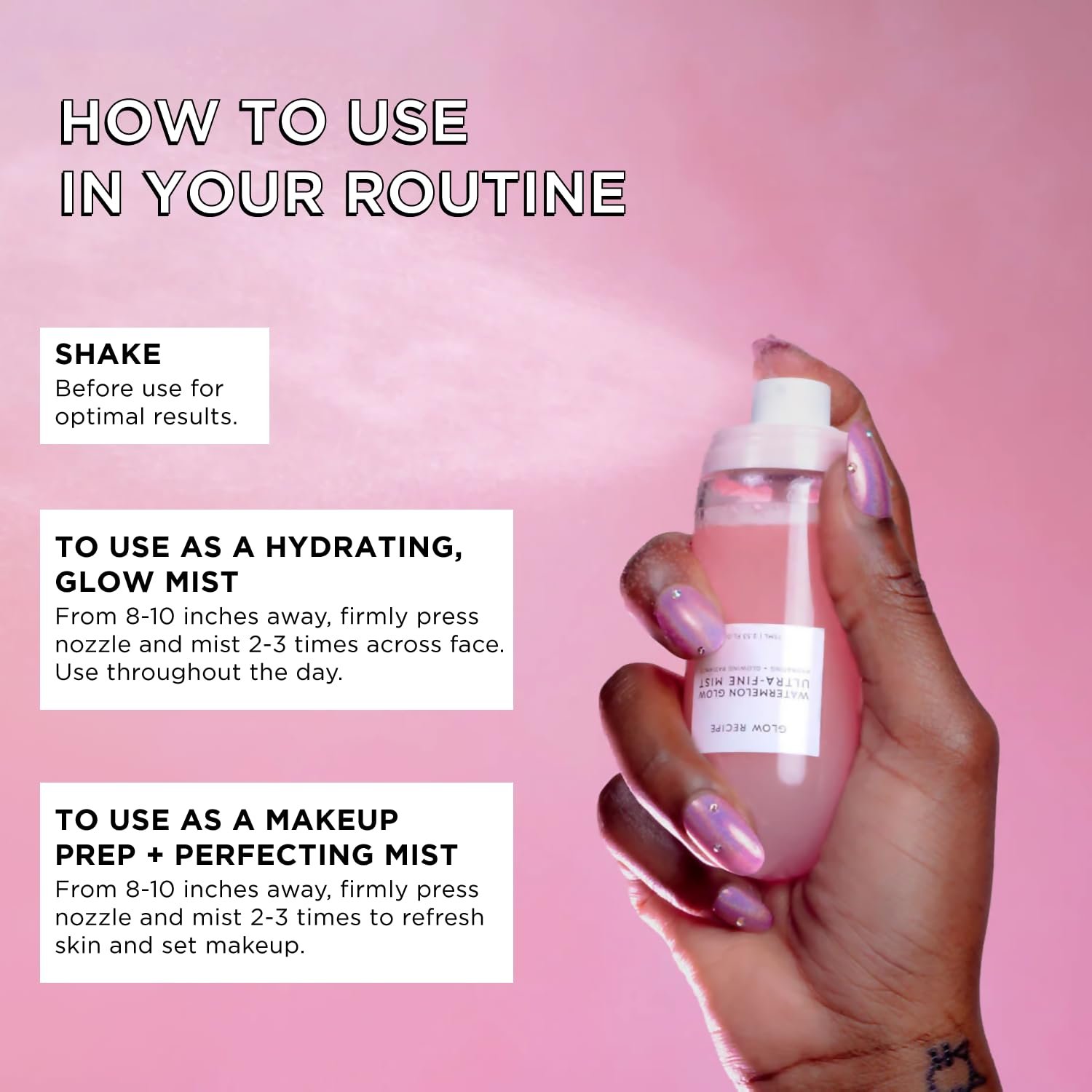 Glow Recipe Watermelon Glow Ultra-Fine Facial Mist Spray - Hyaluronic Acid Face Mist for Fresh + Glowing Skin - Hydrating Face Mist with Hibiscus AHA + Vitamin E - Watermelon Glow Face Spray (2.5 oz) - Image 4