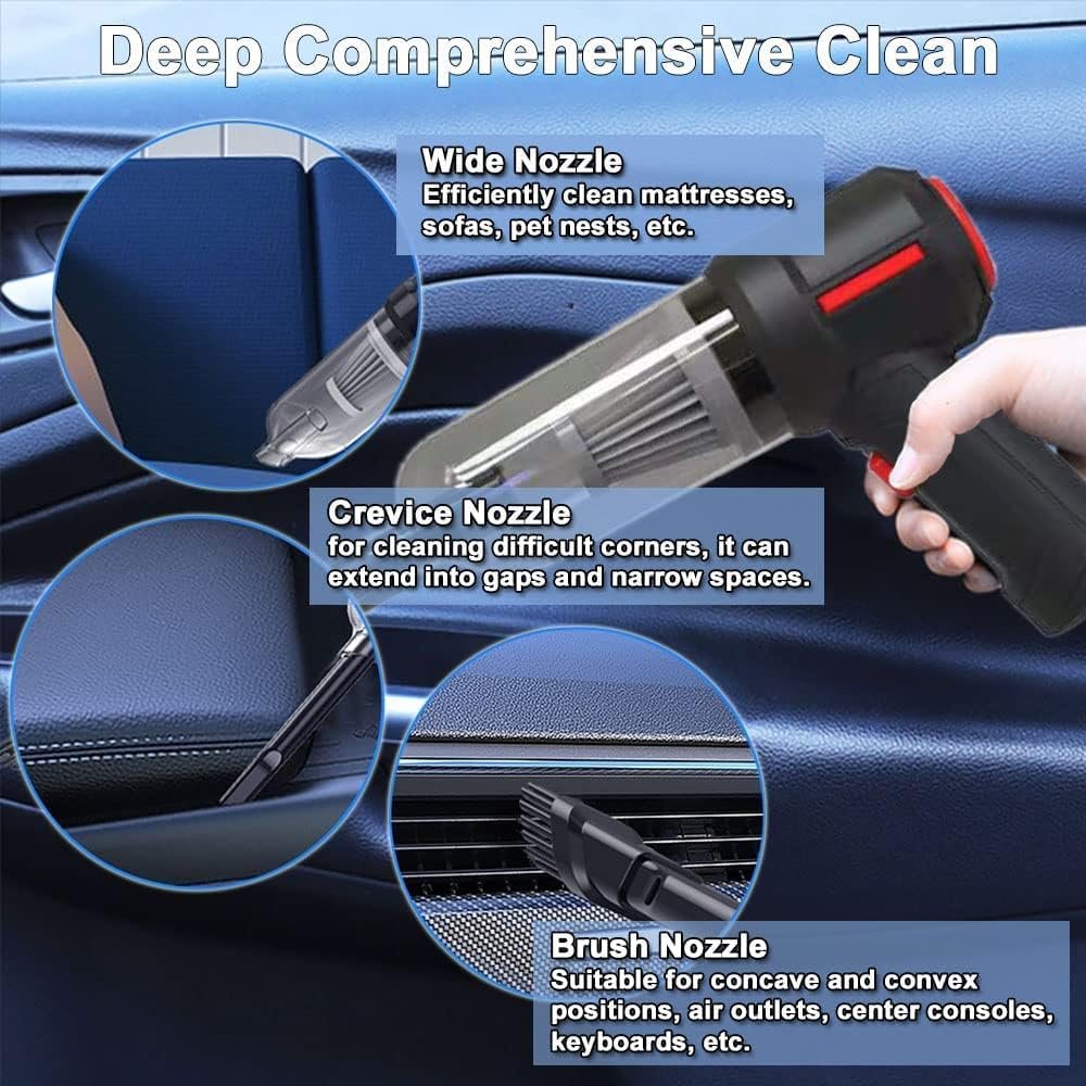 3-in-1 Portable Small Cordless handheld Vacuum Cleaner Rechargeable with 9000PA Powerful Suction for Car/Office/Home - Image 5