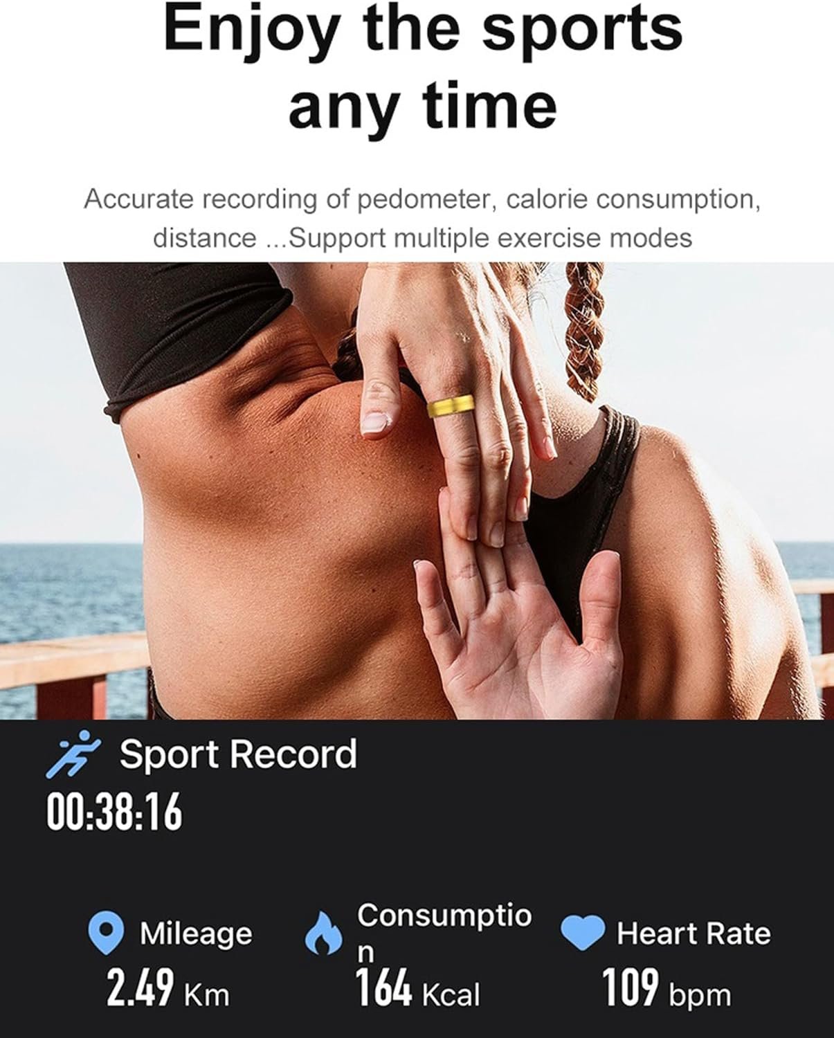 Smart Rings for Men Women with Heart Rate Monitor HR Sleep Tracker Smart Health Ring Fitness Tracker Calories Step Counter Waterproof Compatible with iOS Android - Image 6