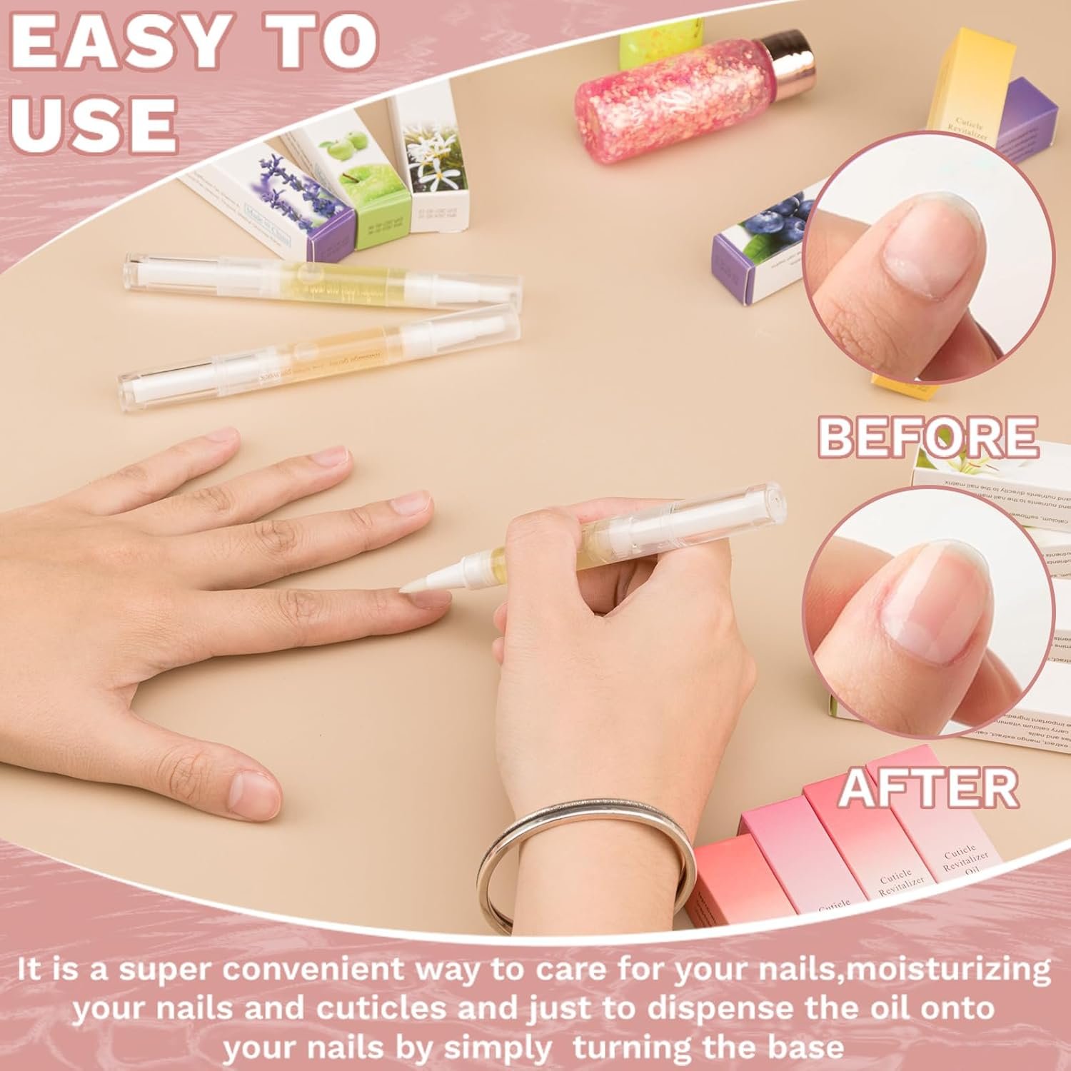 Meschett 2PCS Cuticle Oil Pens for Nail Care,Cuticle Revitalizer Oil Pen with Soft Brush,Cuticle Oil to Prevent Nail Cracking and Dry (Lily & Rose Flavor) - Image 5