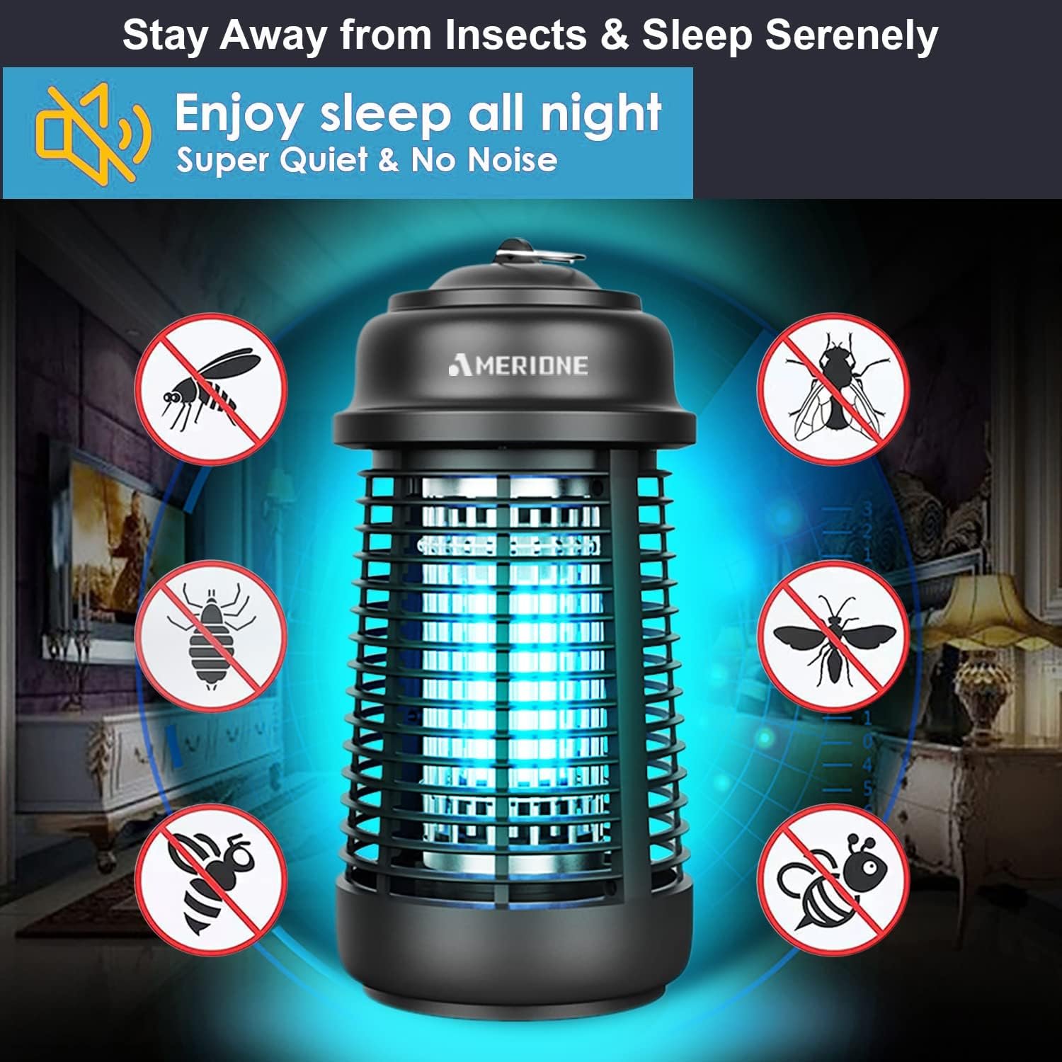 Bug Zapper for Indoor and Outdoor, 20W Electric Mosquito Zapper, Waterproof Insect Killer, 4200V Fly Trap for Home, Bedroom, Backyard, Camping, Patio and More - Image 3