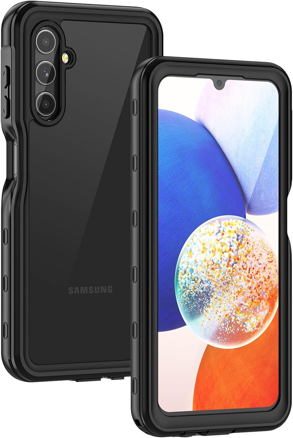 Lanhiem for Samsung Galaxy A14 5G Case, IP68 Waterproof Dustproof, Built-in Screen Protector, Rugged Full Body Shockproof Protective Cover, Black/Clear - Image 2