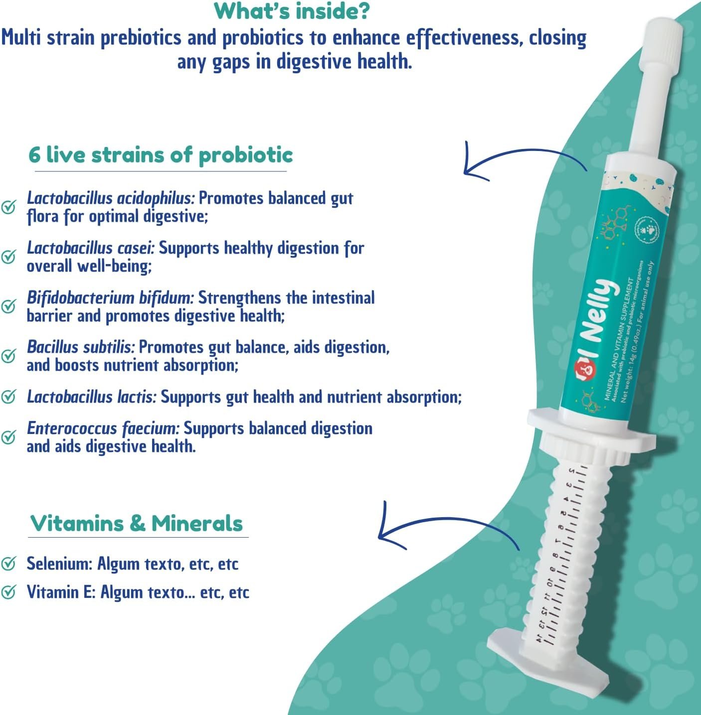 Prebiotic & Probiotic Dog Probiotic Paste, 6 Strains of Bacteria,18 Bi CFU's + Vitamins, Minerals- Upgraded Formula for Fast Balance GI, Dogs & Cats Probiotic Paste (14 g) - Image 3