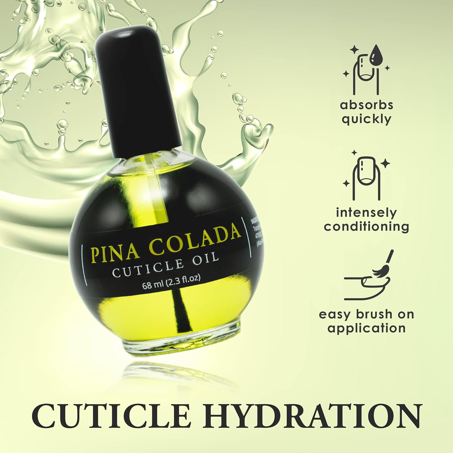 Moisturizing Cuticle & Nail Care Oil 2.3 Fl Oz - Pina Colada Scented – Infused with Jojoba Oil, Aloe, Vitamin E – Nail & Cuticle Hydration, Repair, Moisturizer, Strengthener, Growth - Image 5