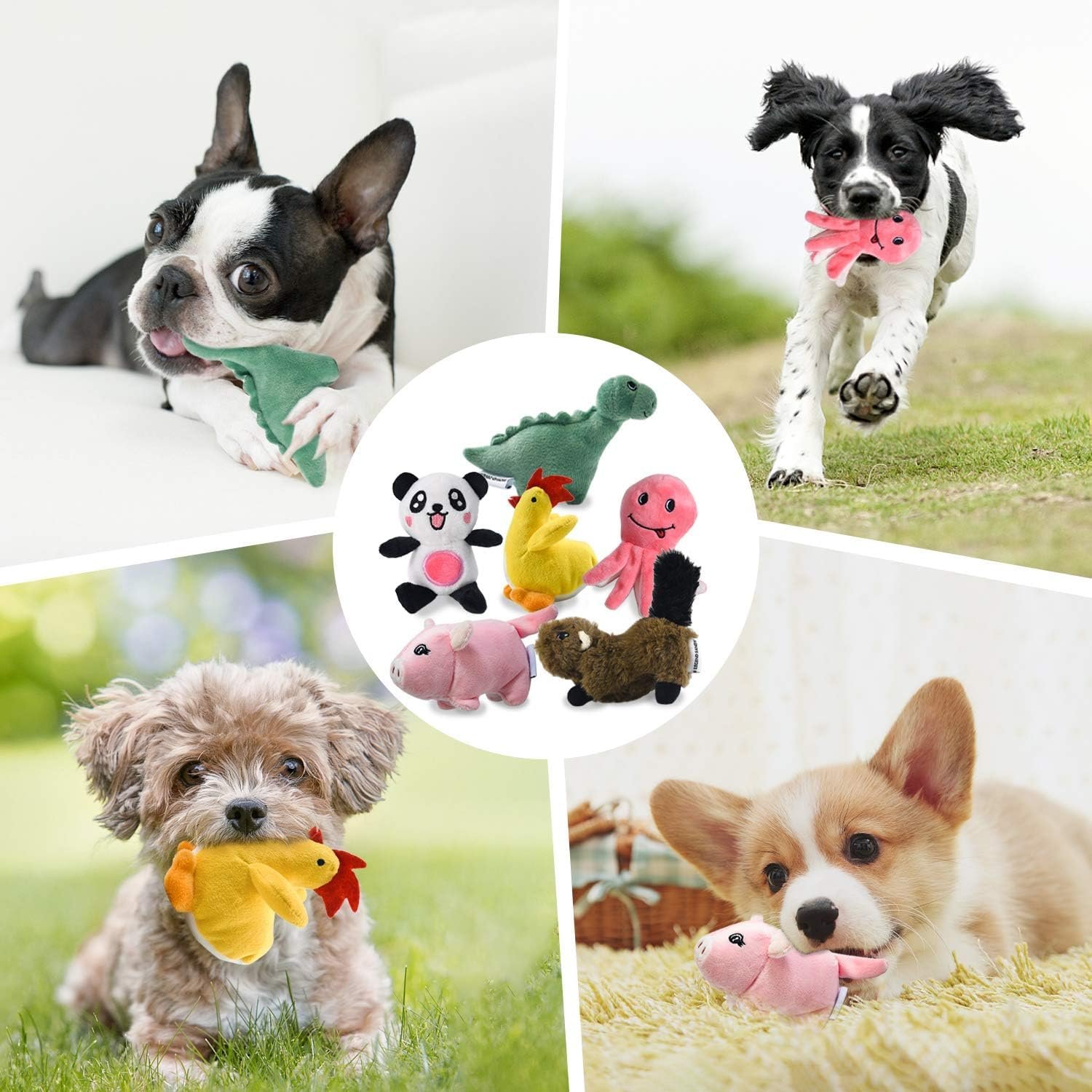 LEGEND SANDY Squeaky Plush Dog Toy Pack for Puppy, Small Stuffed Puppy Chew Toys 6 Dog Toys Bulk with Squeakers, Cute Soft Pet Toy for Small Medium Size Dogs - Image 6