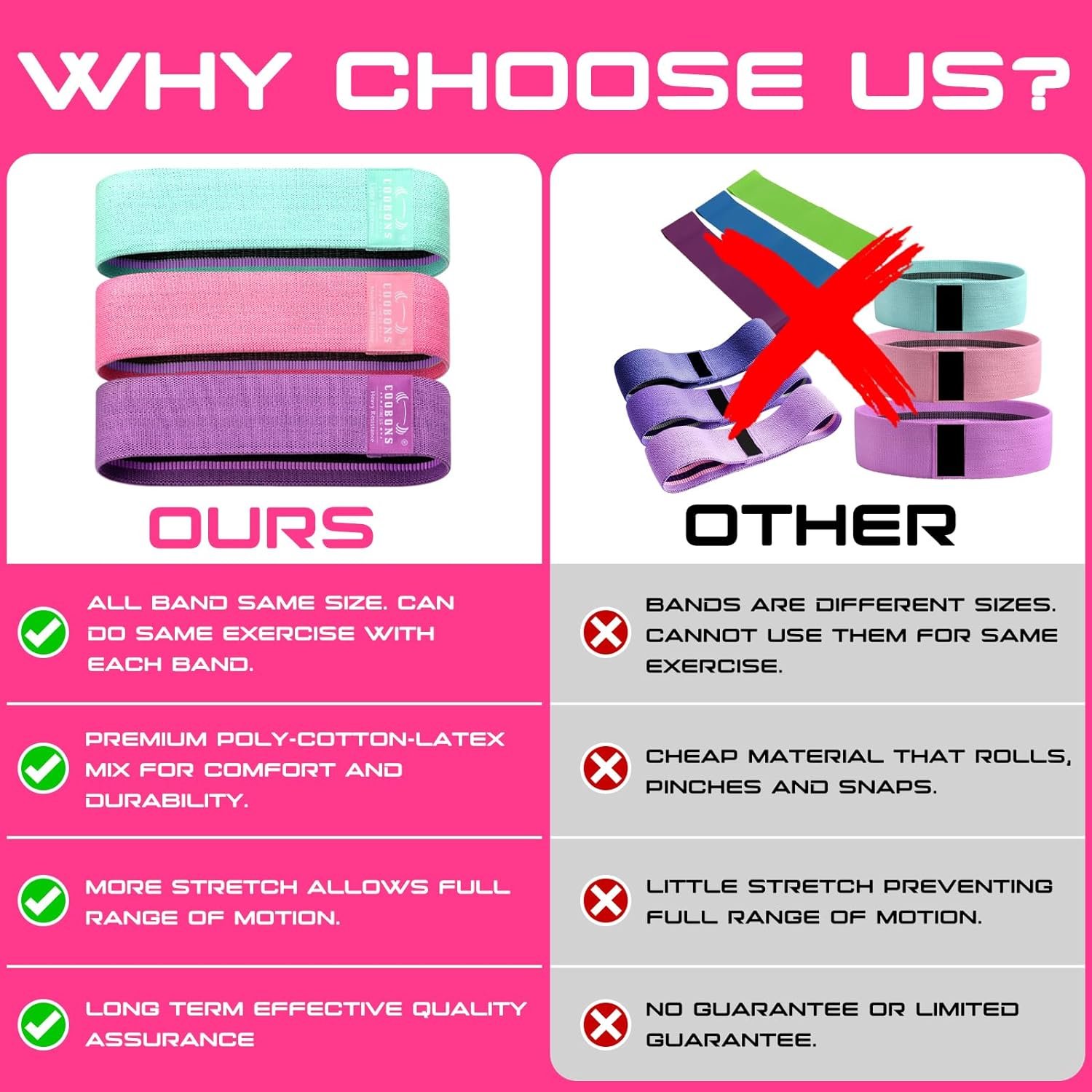 Fabric Resistance Bands for Working Out - Exercise Bands for Women and Men, Booty Bands for Legs and Butt, Yoga, Pilates, Rehab, Fitness and Home Workout - Image 8