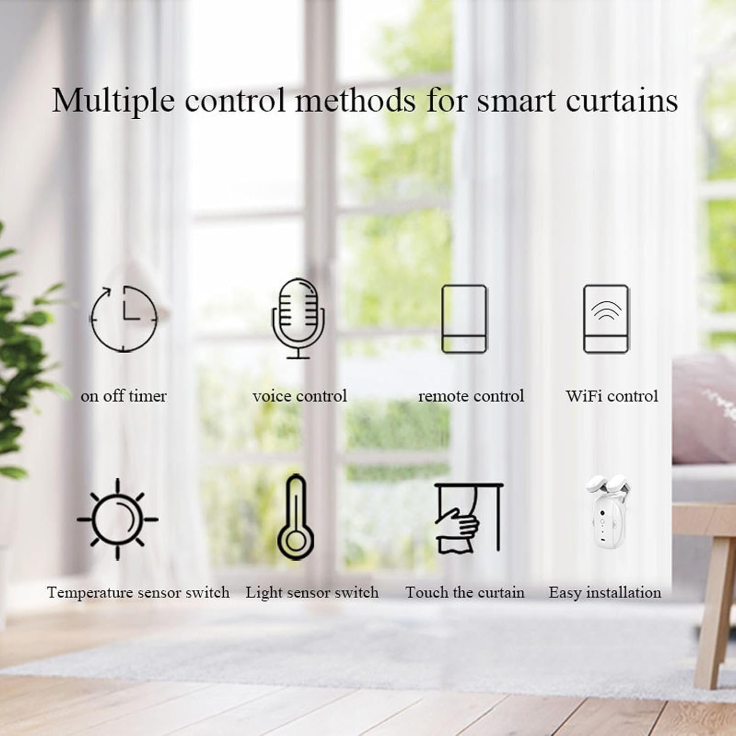 Smart Curtain Opener, BT Remote Control Automatic Curtain Opener Robot, Electric Curtain Motor Compatible Timer Light Sensor Percentage Control Quiet Mode Simple Installation - Image 8