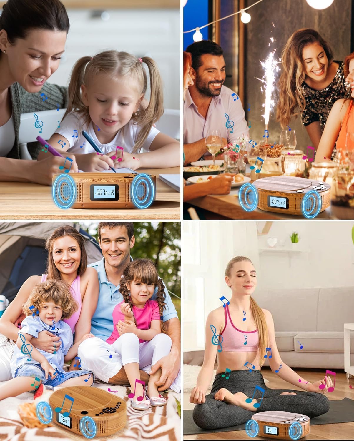 CD Player Portable, FELEMAN Upgraded Portable CD Player & Bluetooth Speaker 2 in 1 Combo, Rechargeable Boombox CD Player for Car/Home with Remote Control, FM Radio, Support AUX/USB, Headphone Jack - Image 8