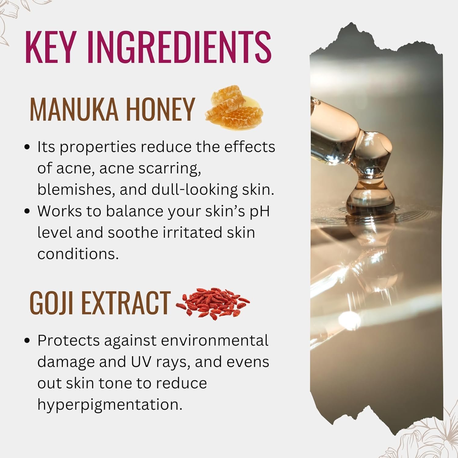 Bee Venom Face Serum for Face and Neck with Manuka Honey, Goji Extract and Vitamin E | Plant Based Formula | Carefully formulated to keep your skin young and healthy! - Image 3
