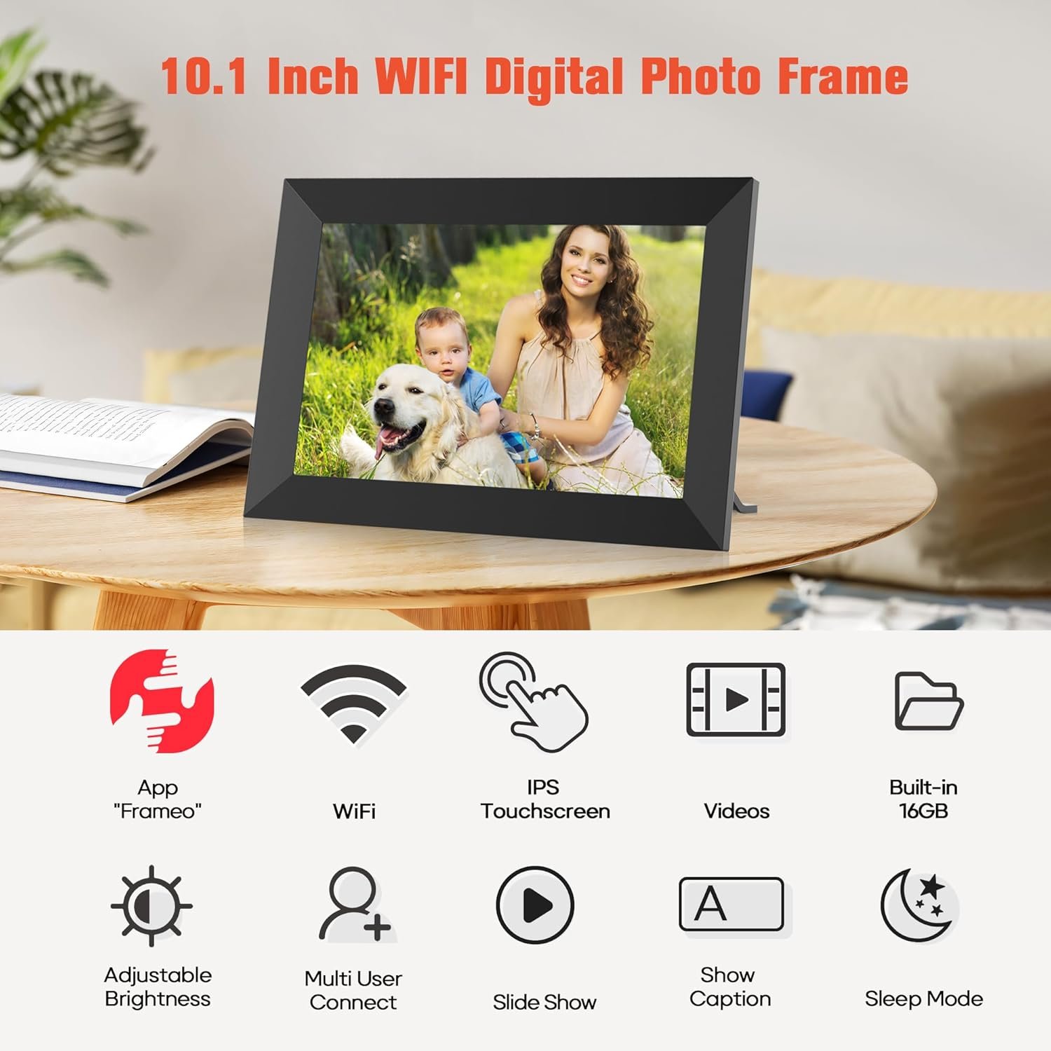 Frameo 10.1 Inch WiFi Digital Picture Frame with 32GB Memory, 1280 x 800 IPS Touch Screen Smart Electronic Photo Frame, Wall Mountable, Auto-Rotate, Share Photos/Videos Via Frameo App from Anywhere - Image 6
