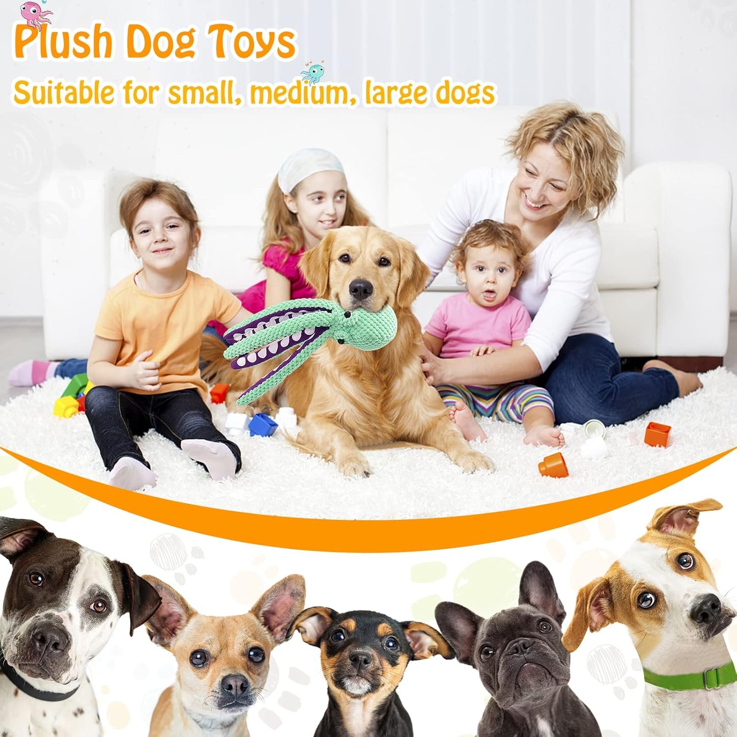 Squeaky Dog Toys for Large Dogs: Plush Dog Toys with Soft Fabric - Pet Toys for Small, Medium, and Large Dogs - Puppy Toys to Keep Them Busy - Image 3