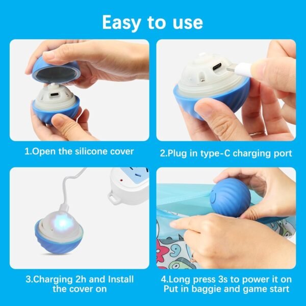 Zelikovitz Interactive Cat Toys, Cat Toys Ball Fast Rolling in Pouch, Automatic Motion Activated Moving Ball Hide and Seek Game for Indoor Exercise Kicker - Image 5