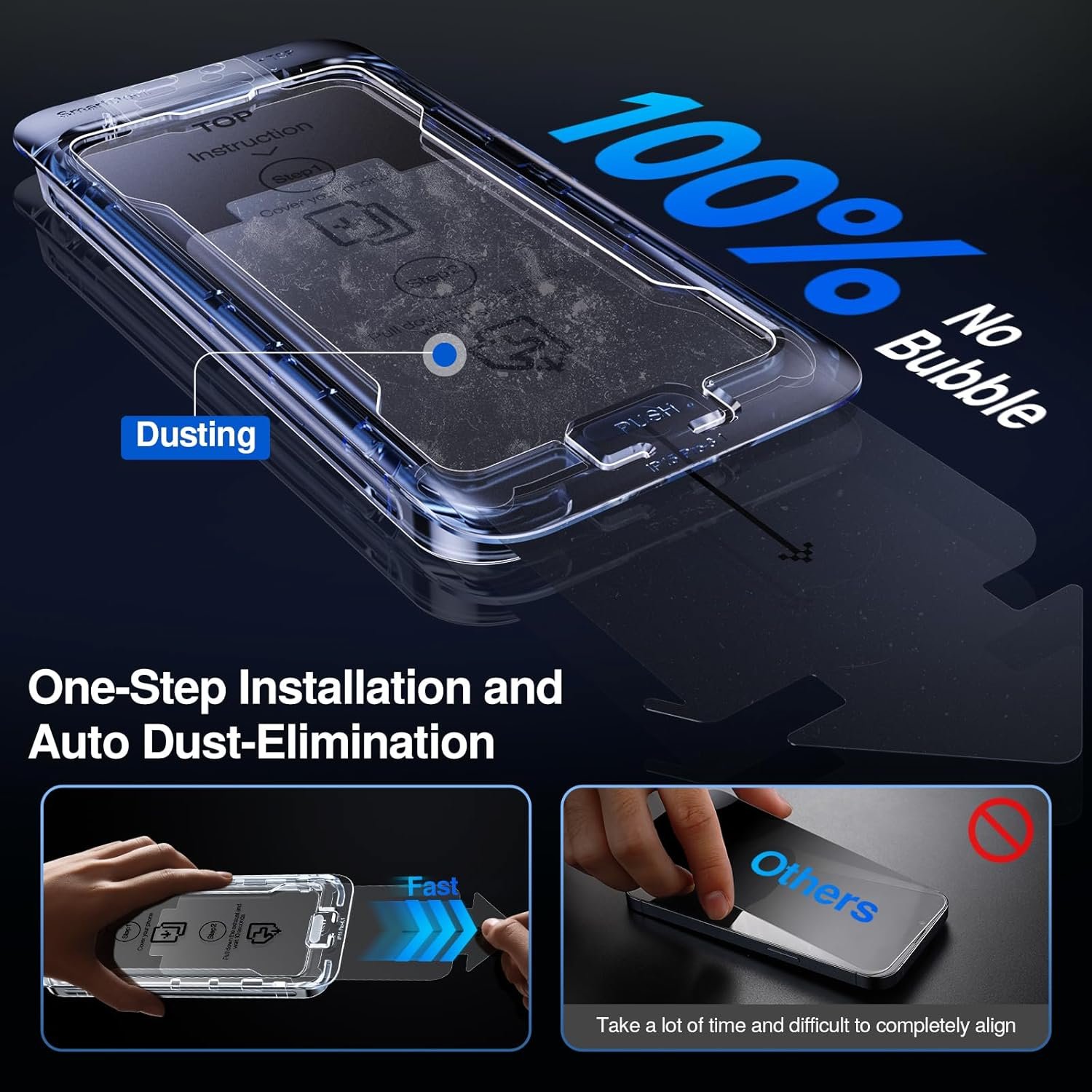 SmartDevil 2Pack for iPhone 14 Privacy Screen Protector with 2Pack Camera Lens Protector, 9H Protection Anti-Spy Privacy Glass Tempered Film with Auto Dust-Elimination Install, Bubble Free - Image 3