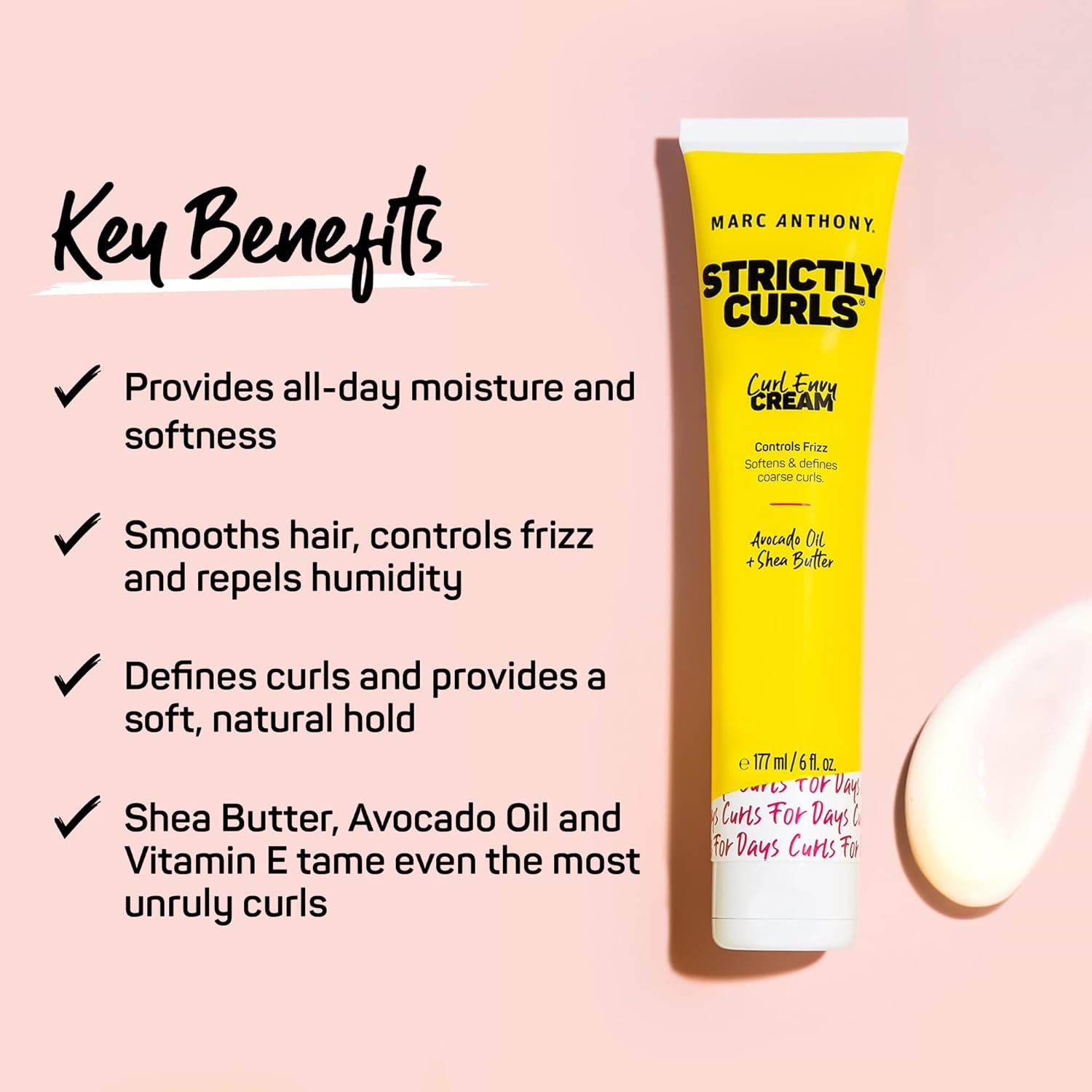 Marc Anthony Curl Cream with Shea Butter & Oils Defines & Softens Curly & Wavy Hair & Leave-In Conditioner Spray & Detangler, Grow Long Biotin - Anti-Frizz Deep Conditioner - Image 4