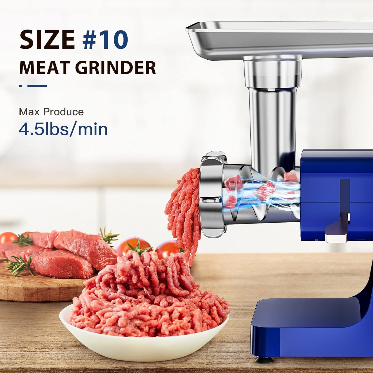 3000W Electric Meat Grinder Sausage Maker Machine Food Grinder with 3 Stainless Steel Sausage Stuffer Tube 3 Grinding Plates Hamburger Press Kubbe Kit for Home Kitchen - Image 3