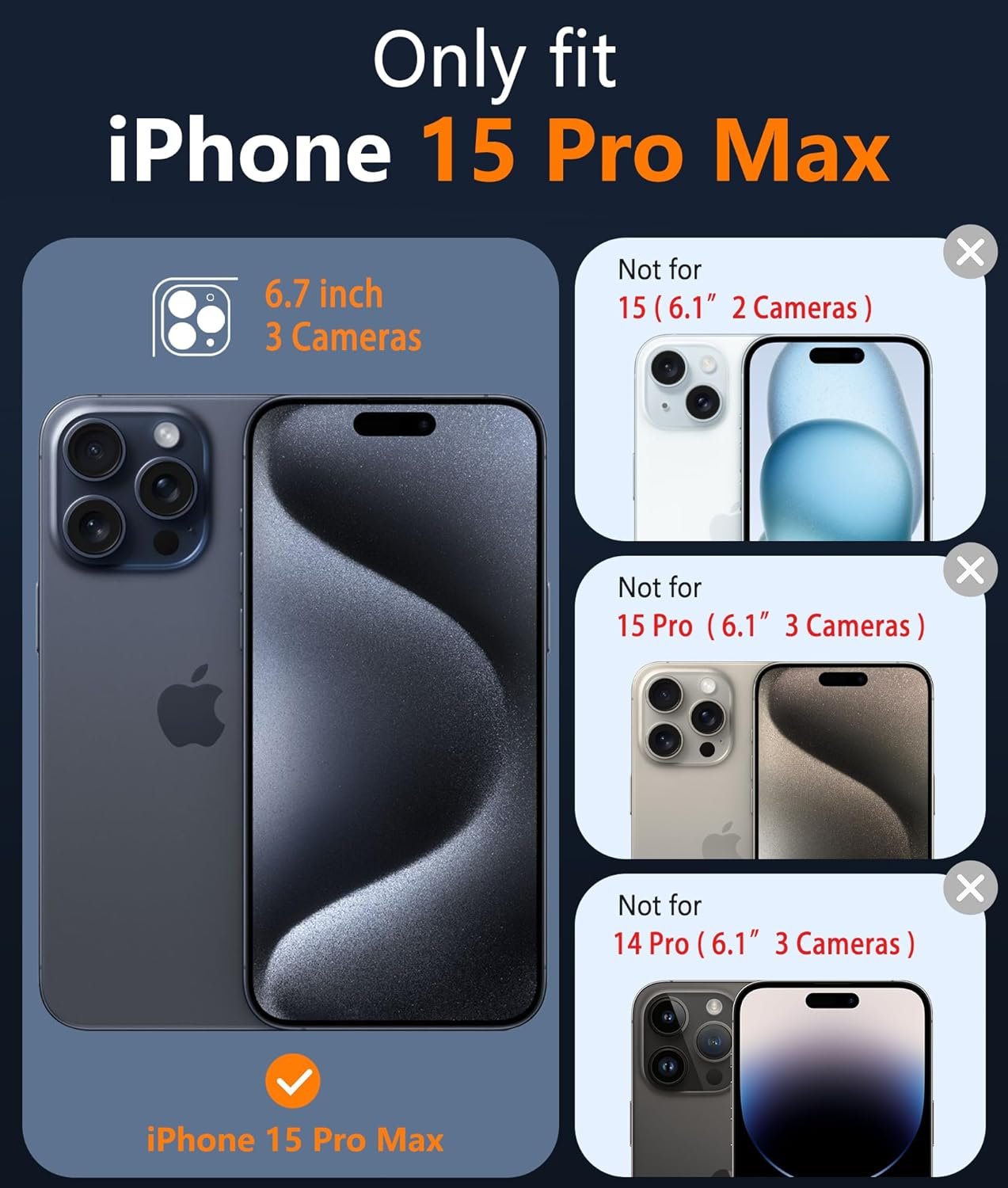 FNTCASE for iPhone 15 Pro-Max Case: Strong Magnetic Phone Case with Screen Protector | Camera Protector Translucent Matte Slim Shockproof Military-Grade Drop Protection Phone Cover (Black) - Image 3