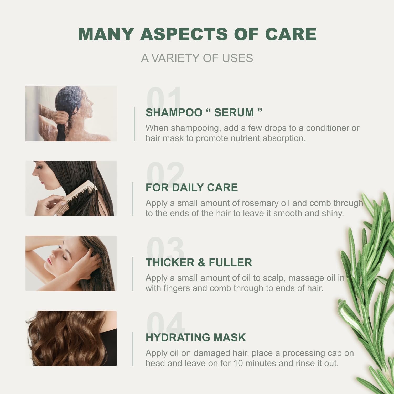 Rosemary Hair Growth Oil for Repairing Hair, Relieving Dryness and Split Ends - 2.1 fl oz - Image 7