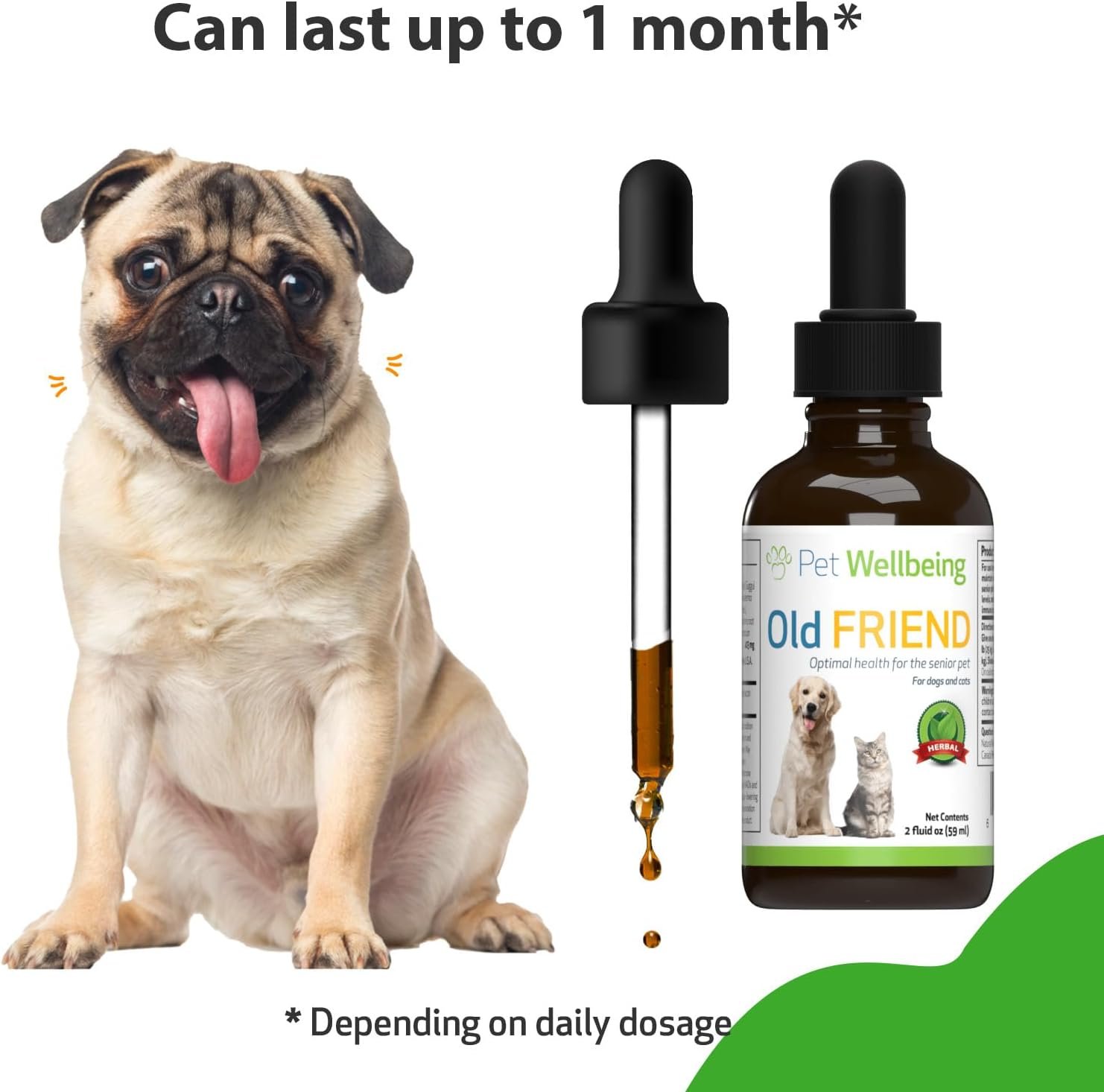 Pet Wellbeing Old Friend for Senior Dogs - Vet-Formulated - Aging Immune System & Joint Mobility Support in Older Canines - Natural Herbal Supplement 2 oz (59 ml) - Image 8