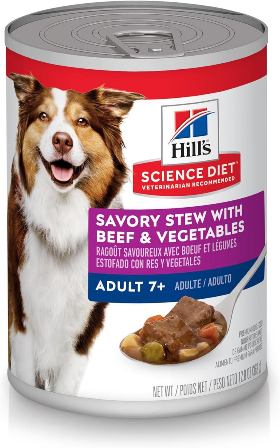 Hill's Science Diet Adult 7+, Senior Adult 7+ Premium Nutrition, Wet Dog Food, Beef & Vegetables Stew, 12.8 oz Can, Case of 12 - Image 2