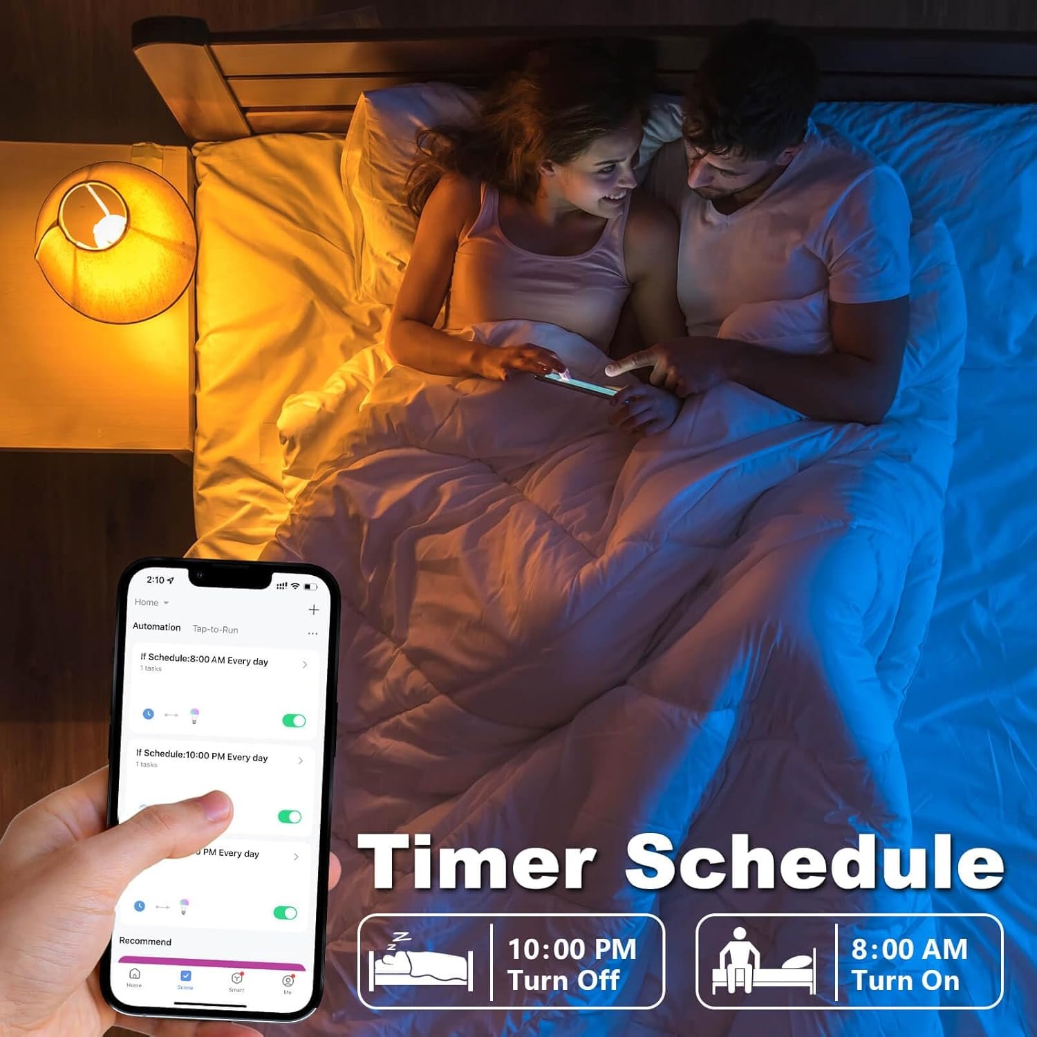 A15 LED Smart Bulb, 5W=40W,Compatible with Alexa, Google Assistant, E12 Base, Dimmable, 2.4G WiFi ONLY, RGB Color Changing, Tunable White 2700K-6500K, Globe Shape, G45 Ceiling Fan Light Bulbs 4 Pack - Image 5